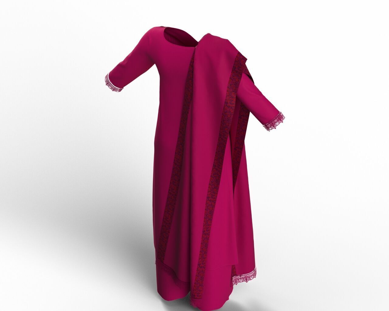 Salwar Kameez Model Indian Pakistani Traditional Dress 3D model_6