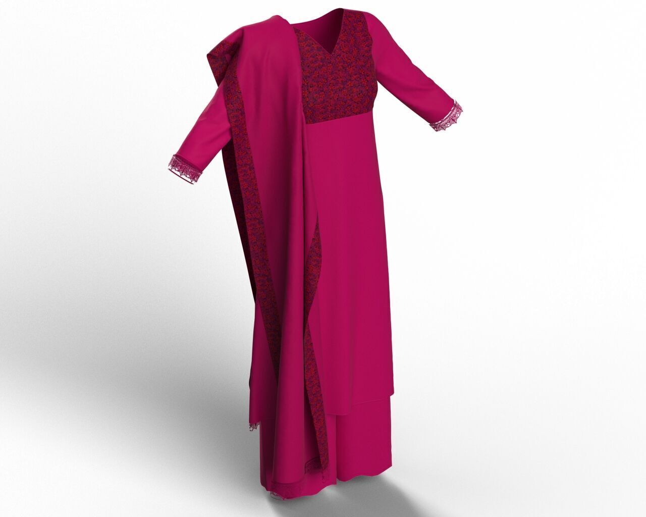 Salwar Kameez Model Indian Pakistani Traditional Dress 3D model_2