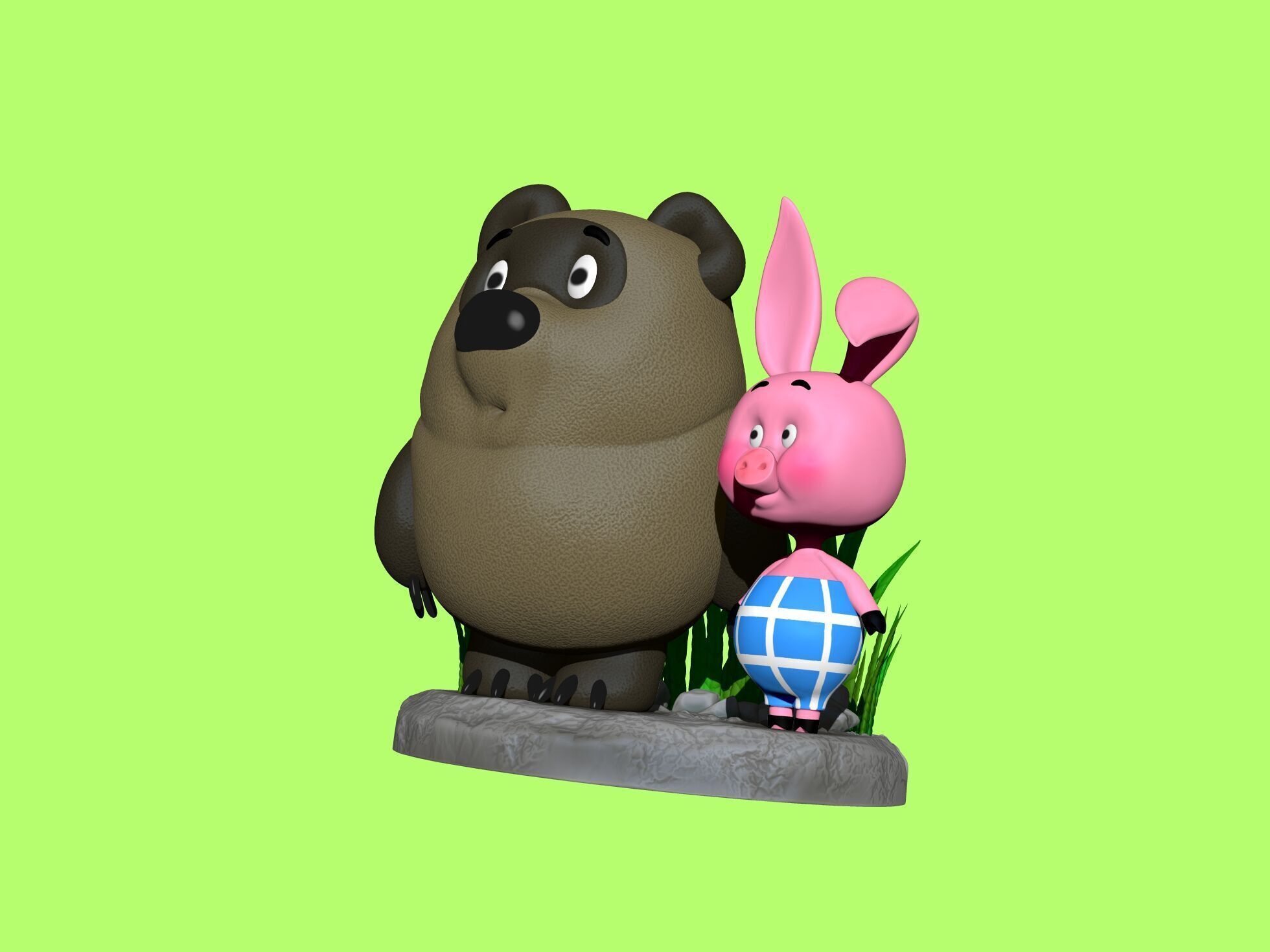 Winnie-the-Pooh and Piglet for 3D printing STL 3D print model_5