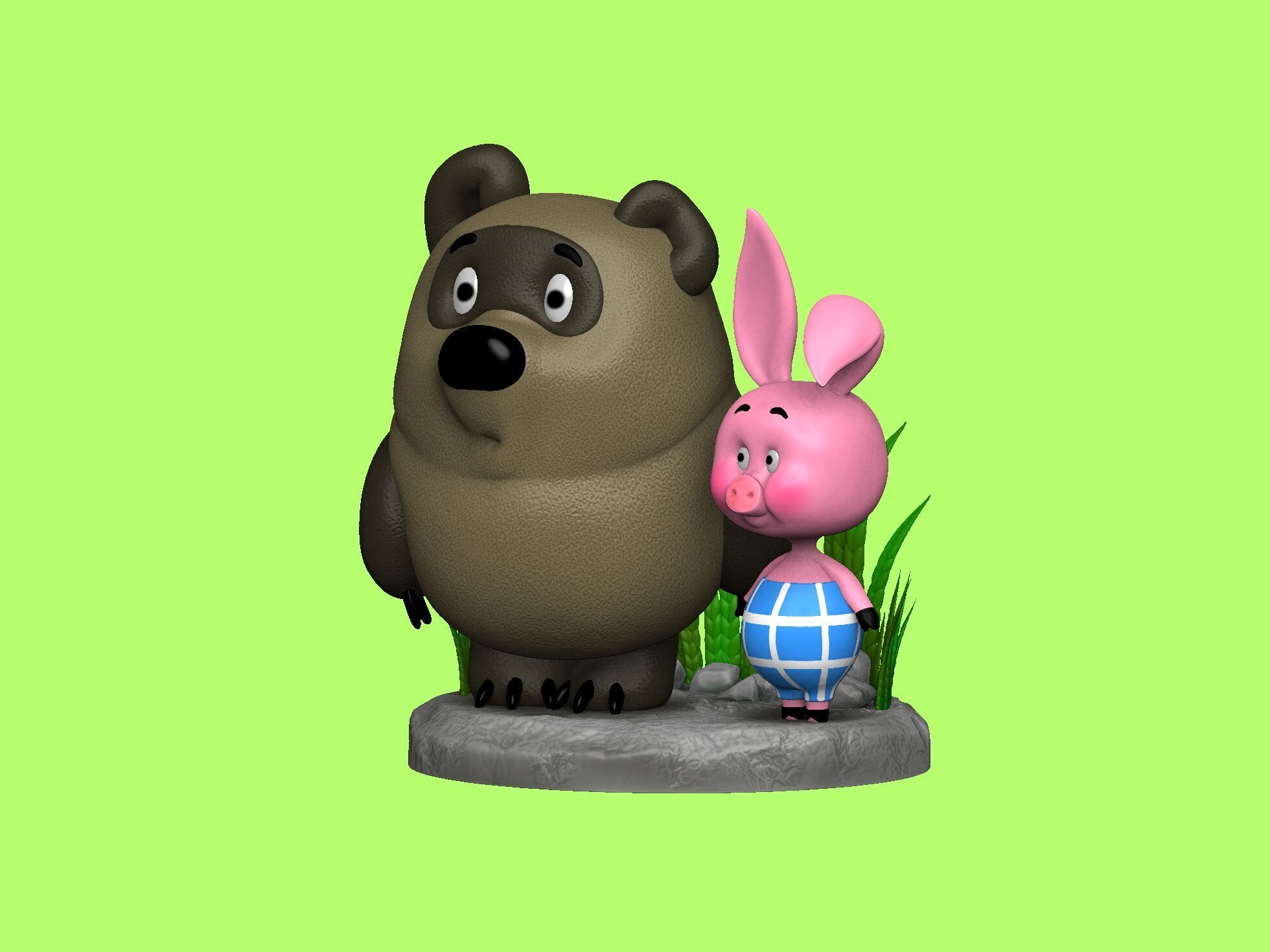 Winnie-the-Pooh and Piglet for 3D printing STL 3D print model_13
