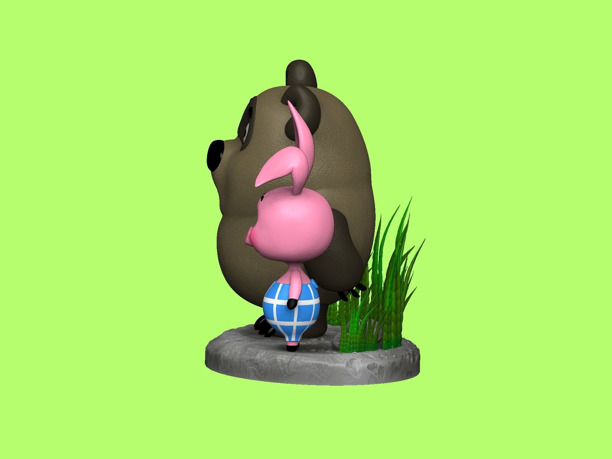 Winnie-the-Pooh and Piglet for 3D printing STL 3D print model_9