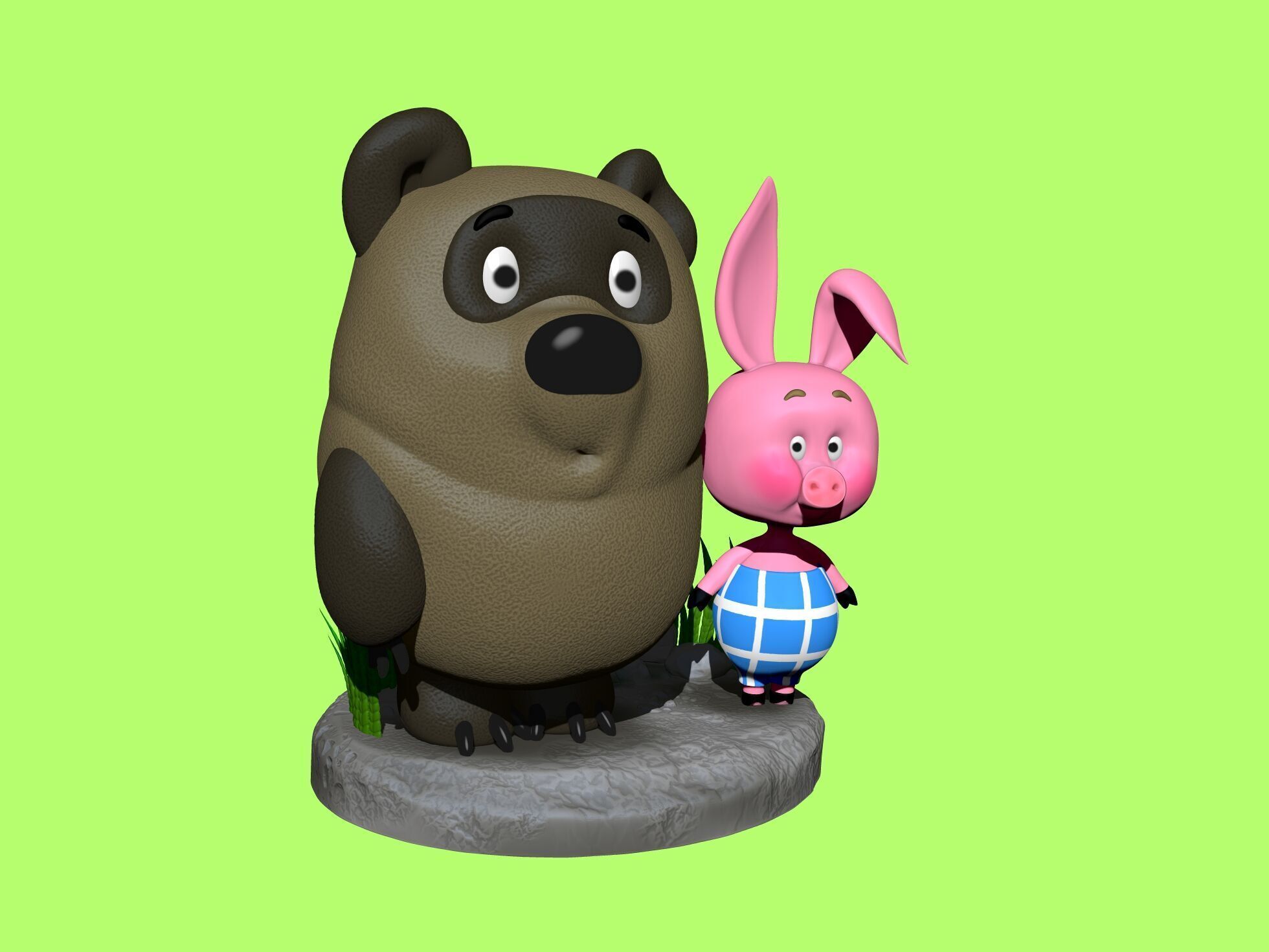 Winnie-the-Pooh and Piglet for 3D printing STL 3D print model_6