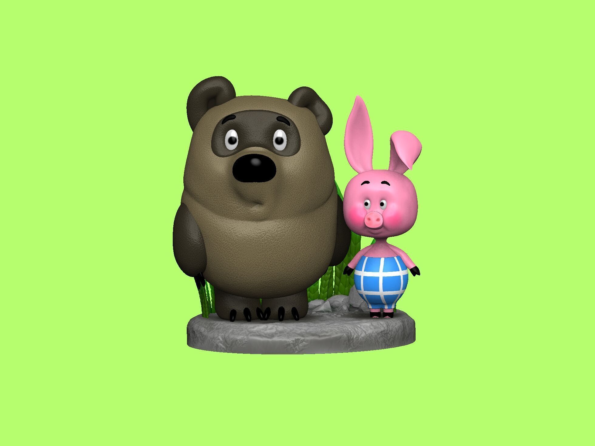 Winnie-the-Pooh and Piglet for 3D printing STL 3D print model_1