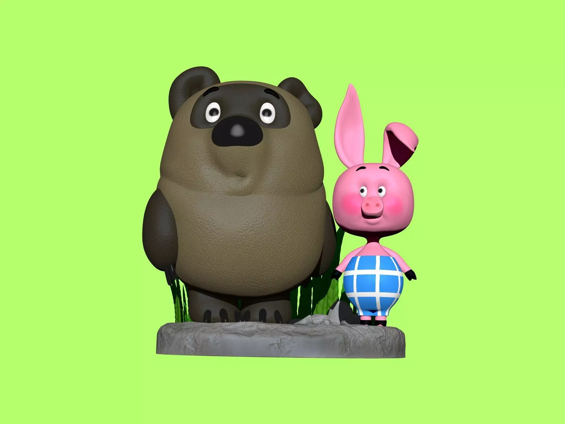 Winnie-the-Pooh and Piglet for 3D printing STL 3D print model_0