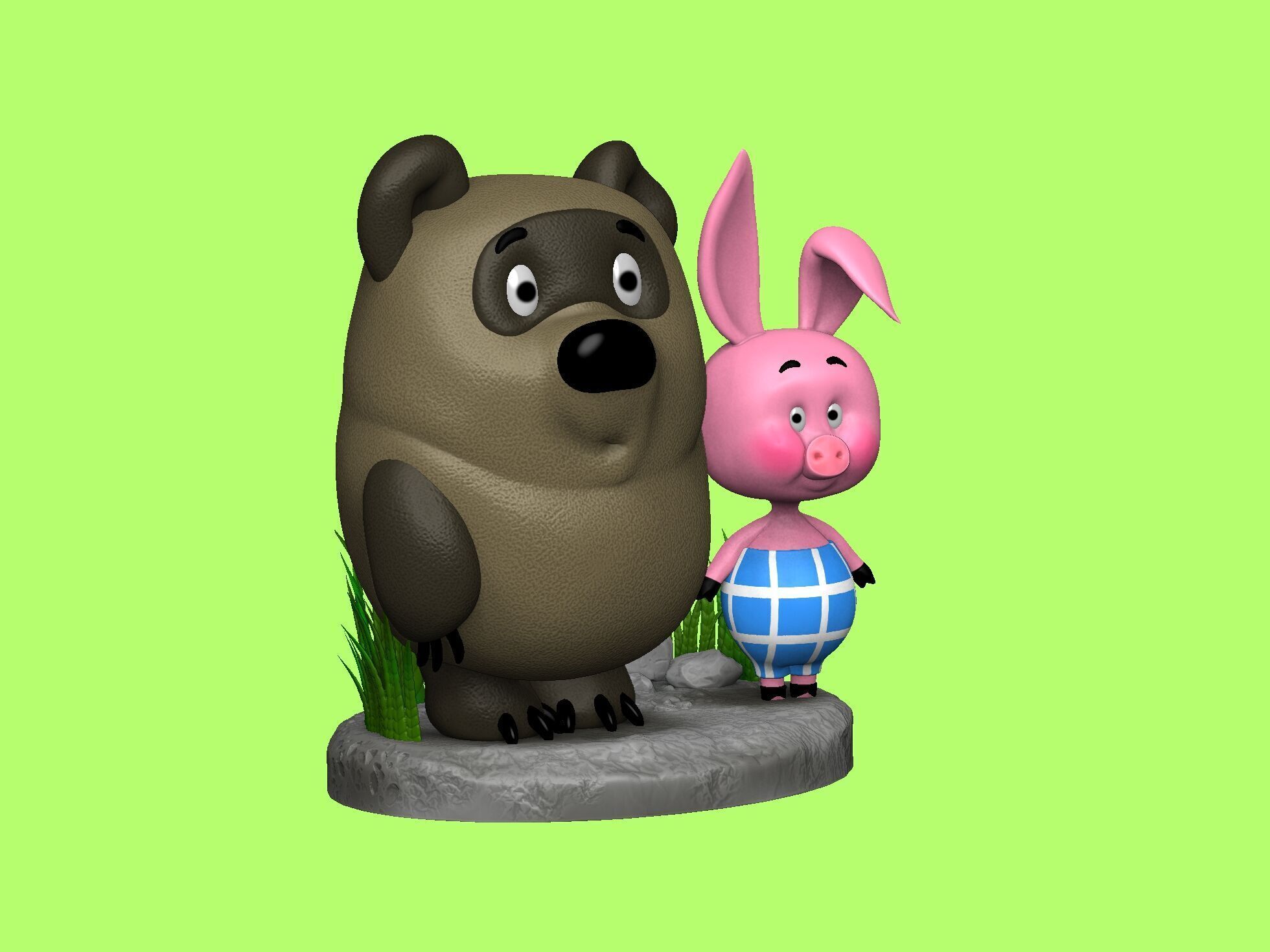 Winnie-the-Pooh and Piglet for 3D printing STL 3D print model_2