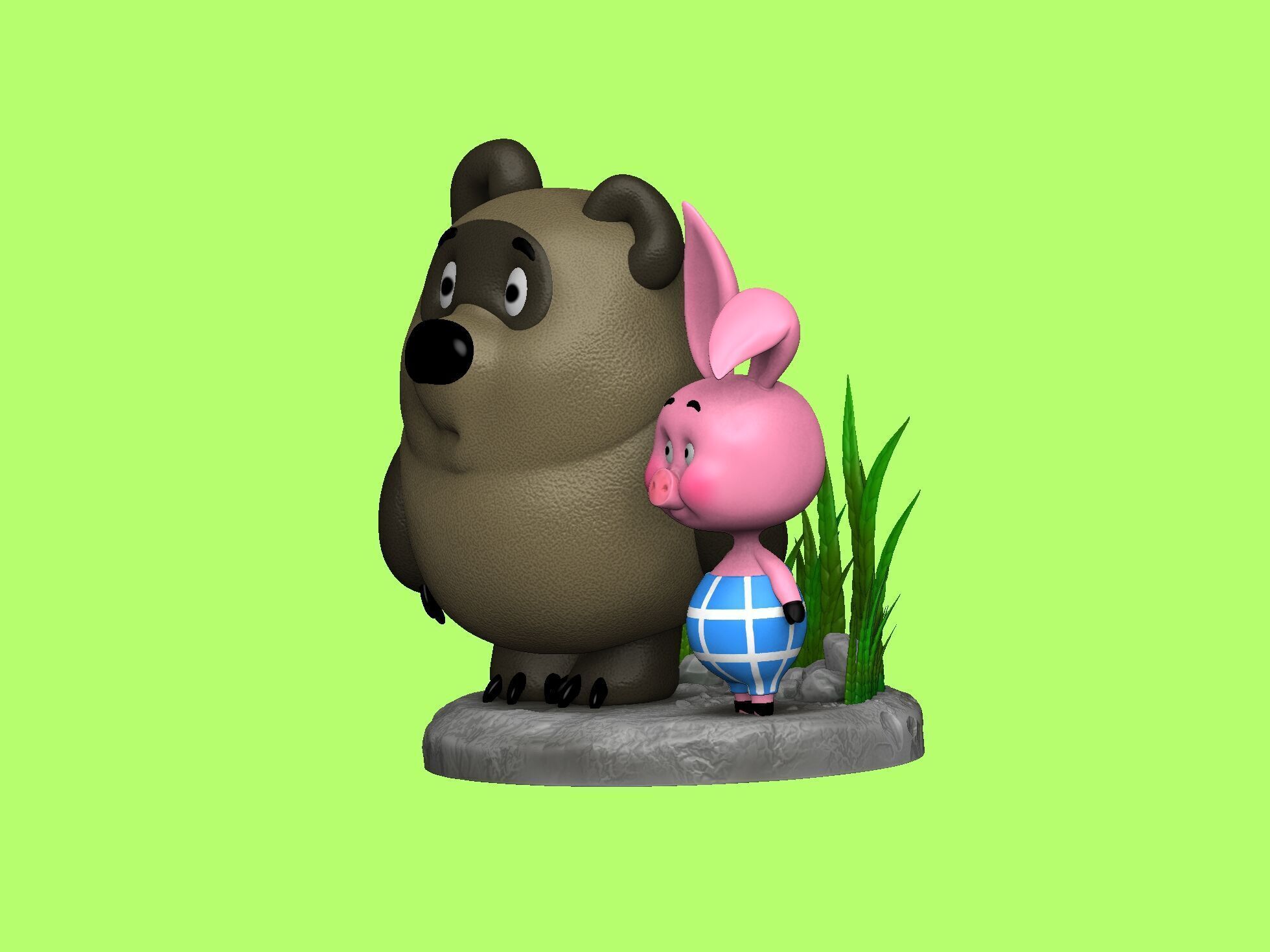 Winnie-the-Pooh and Piglet for 3D printing STL 3D print model_4