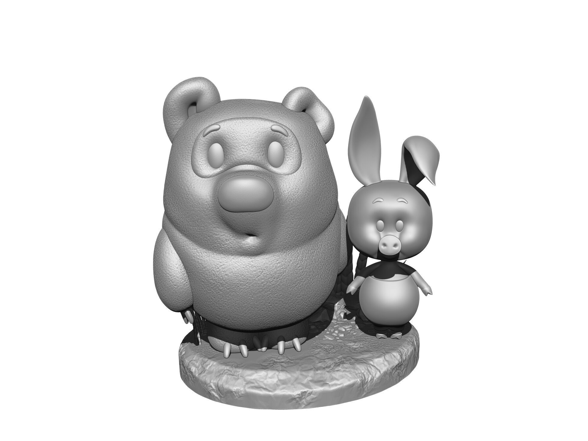 Winnie-the-Pooh and Piglet for 3D printing STL 3D print model_19