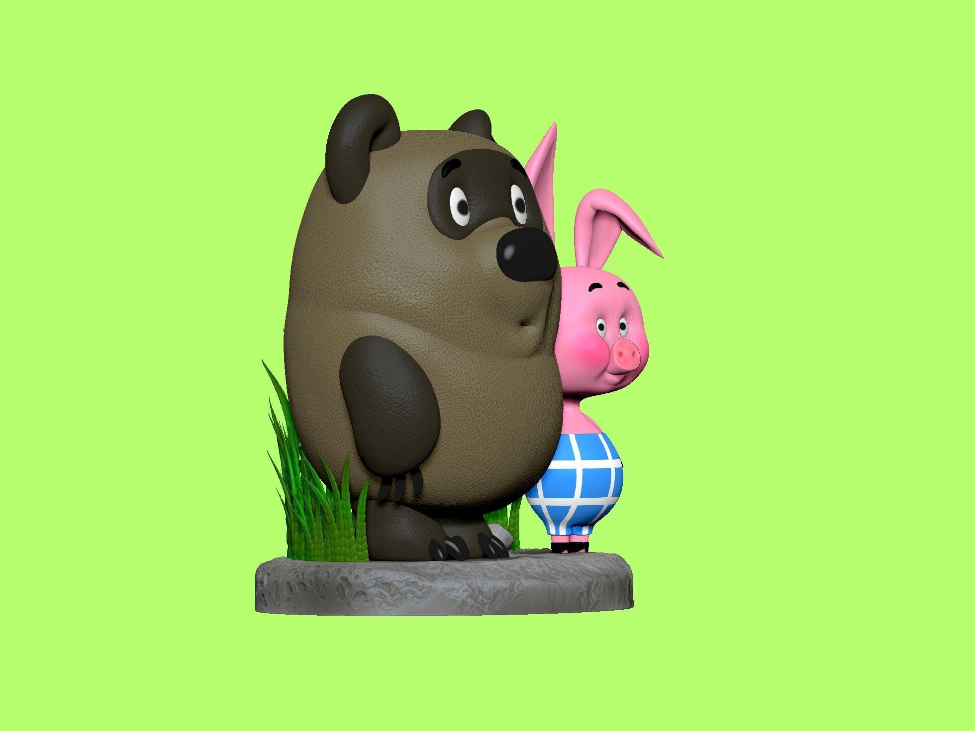 Winnie-the-Pooh and Piglet for 3D printing STL 3D print model_12