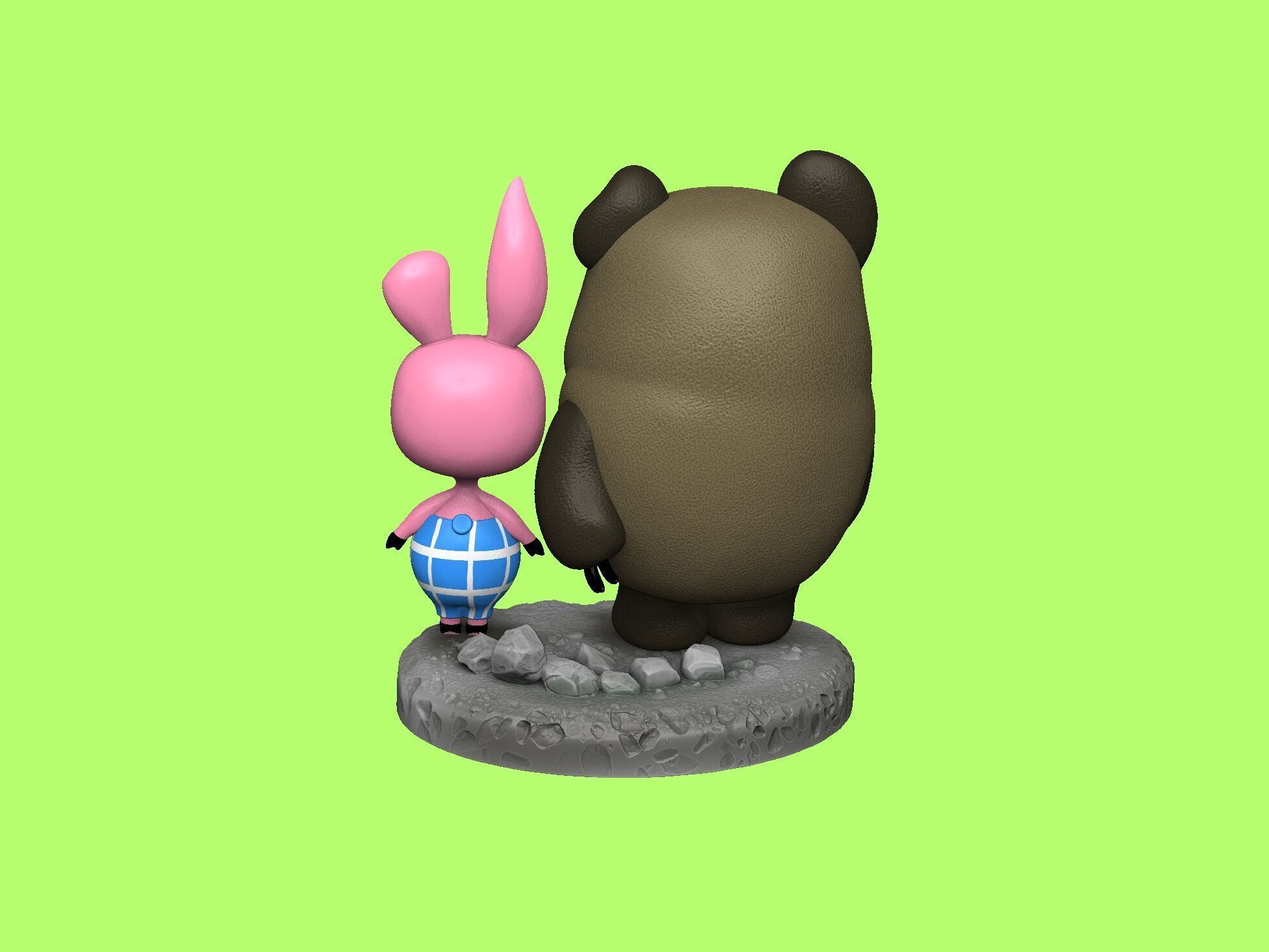 Winnie-the-Pooh and Piglet for 3D printing STL 3D print model_8
