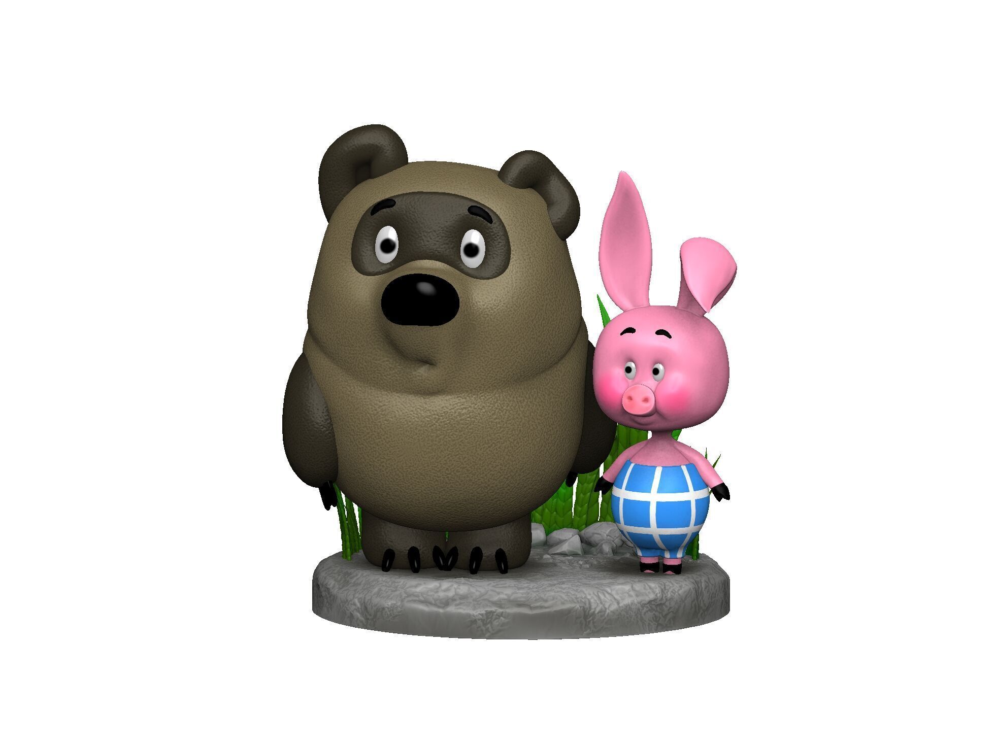 Winnie-the-Pooh and Piglet for 3D printing STL 3D print model_16