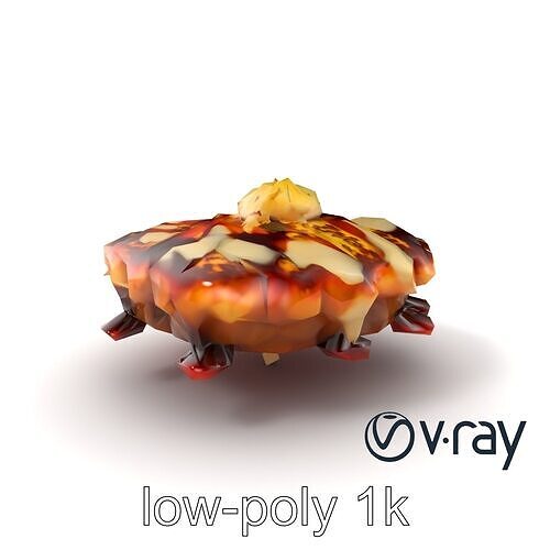 Savory Okonomiyaki Japanese Pancake model pack Low-poly 3D model 5