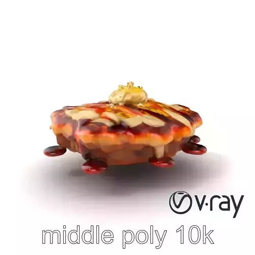 Savory Okonomiyaki Japanese Pancake model pack Low-poly 3D model