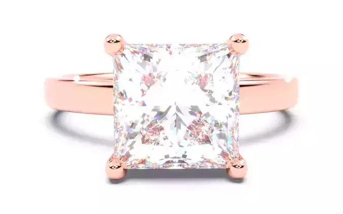 Princess Diamond Solitaire Ring 3D print model