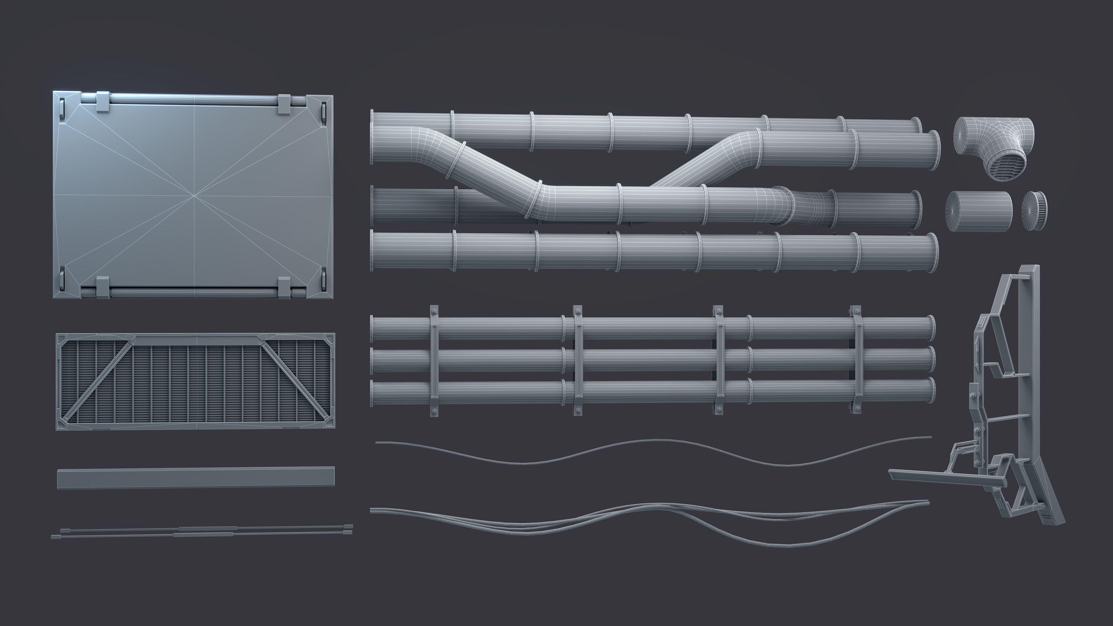 Sci-Fi Kit Free 09 vent pipe Free low-poly 3D model_3