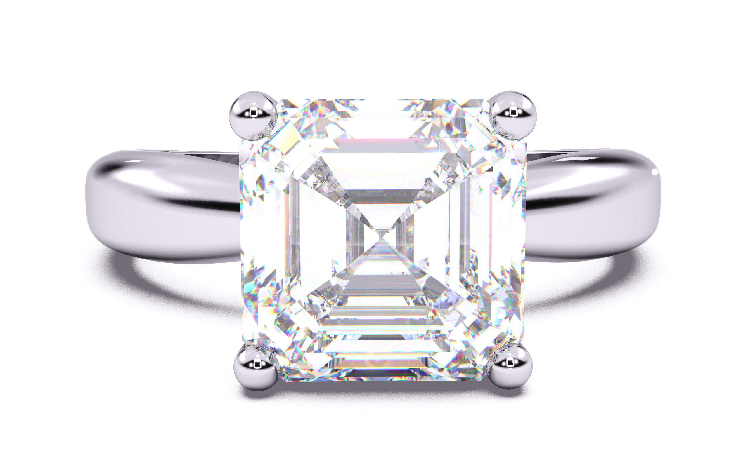 Asscher Diamond Solitaire Ring 3D print model 3D print model_20