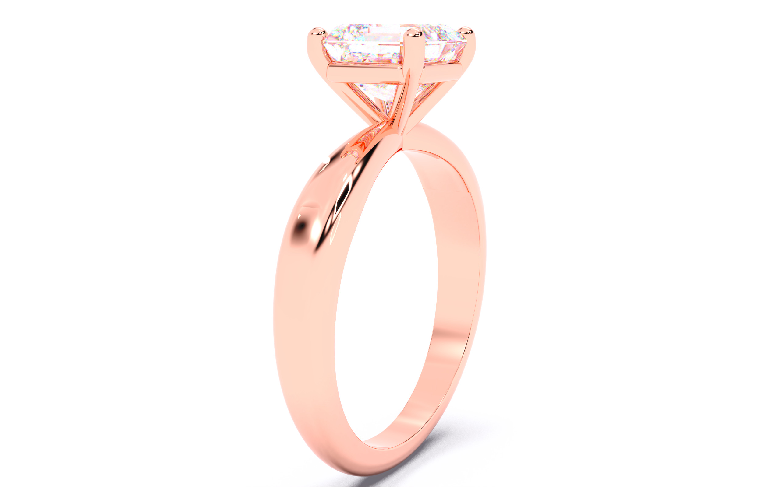 Asscher Diamond Solitaire Ring 3D print model 3D print model_12