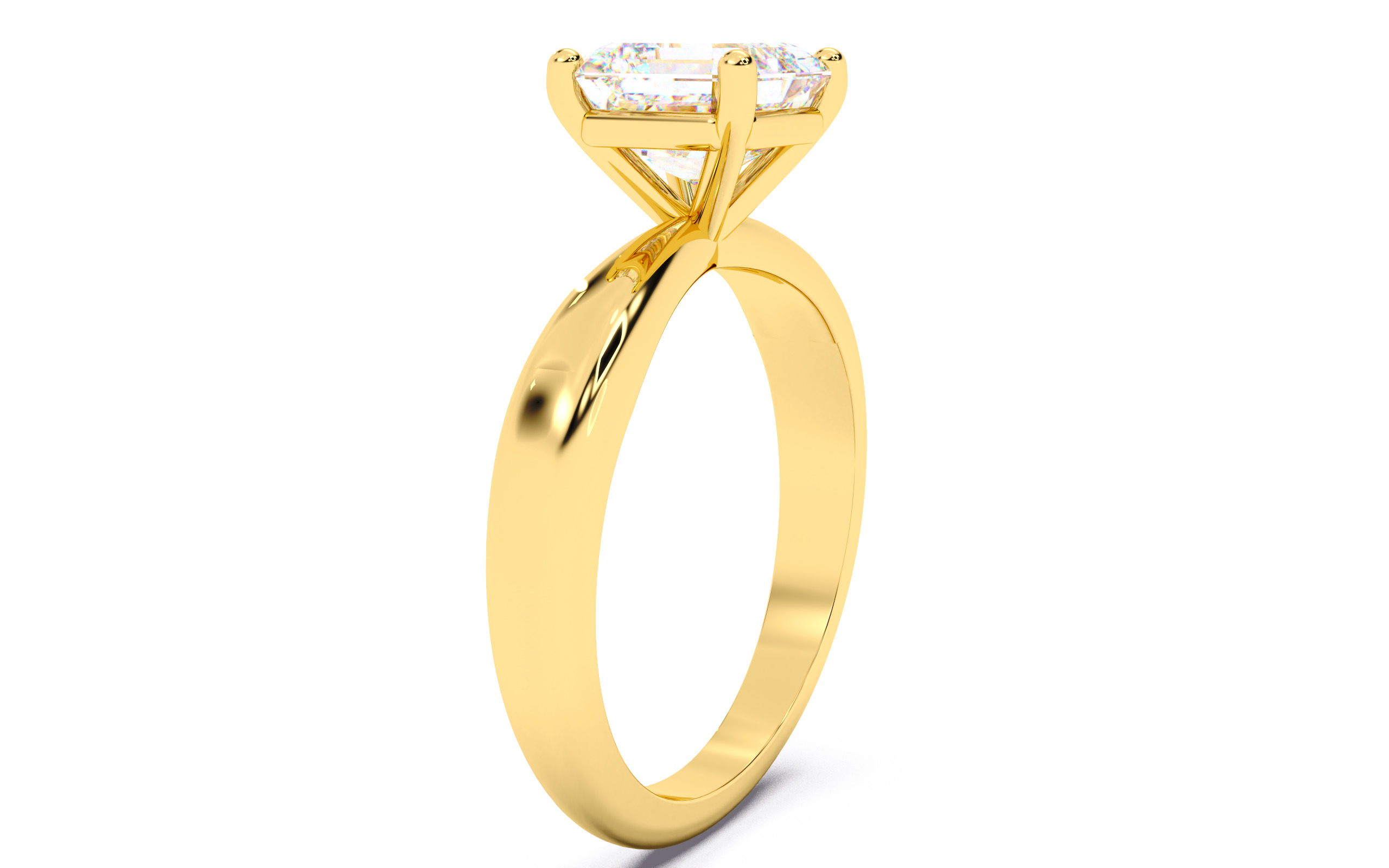Asscher Diamond Solitaire Ring 3D print model 3D print model_18