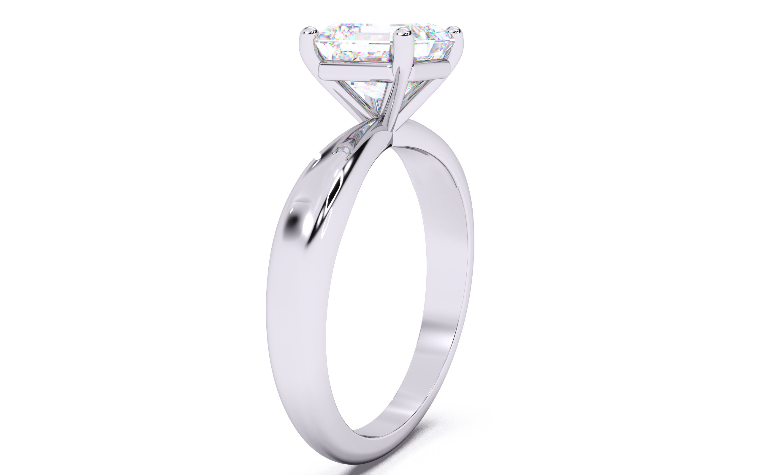 Asscher Diamond Solitaire Ring 3D print model 3D print model_16
