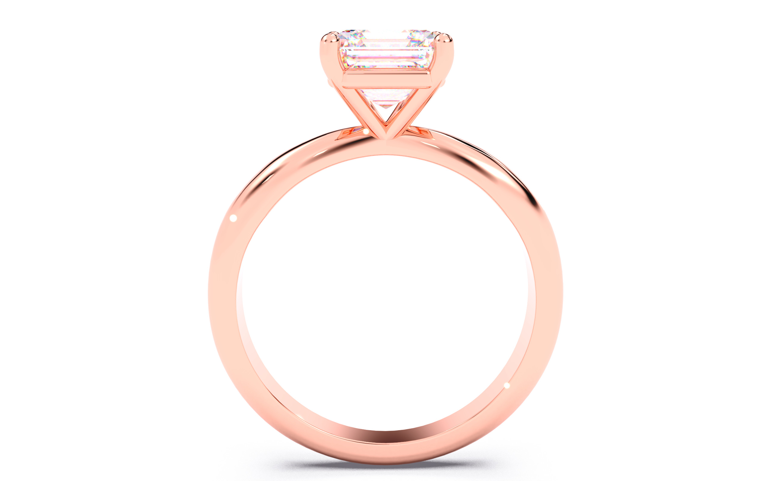 Asscher Diamond Solitaire Ring 3D print model 3D print model_23