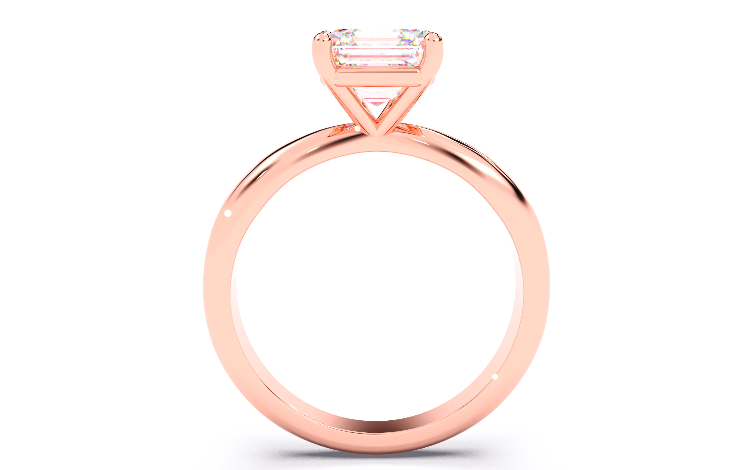 Asscher Diamond Solitaire Ring 3D print model 3D print model_22