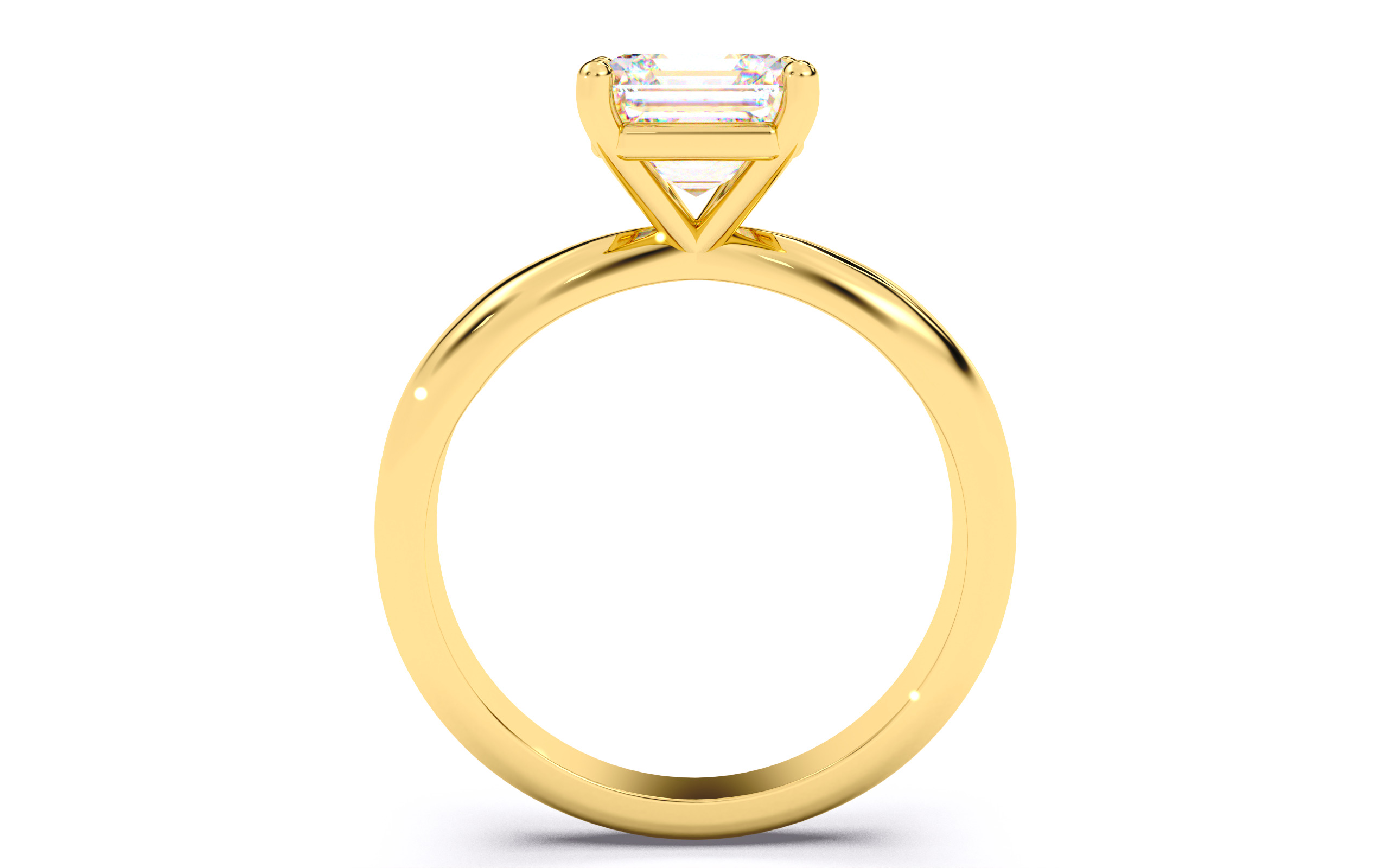Asscher Diamond Solitaire Ring 3D print model 3D print model_4