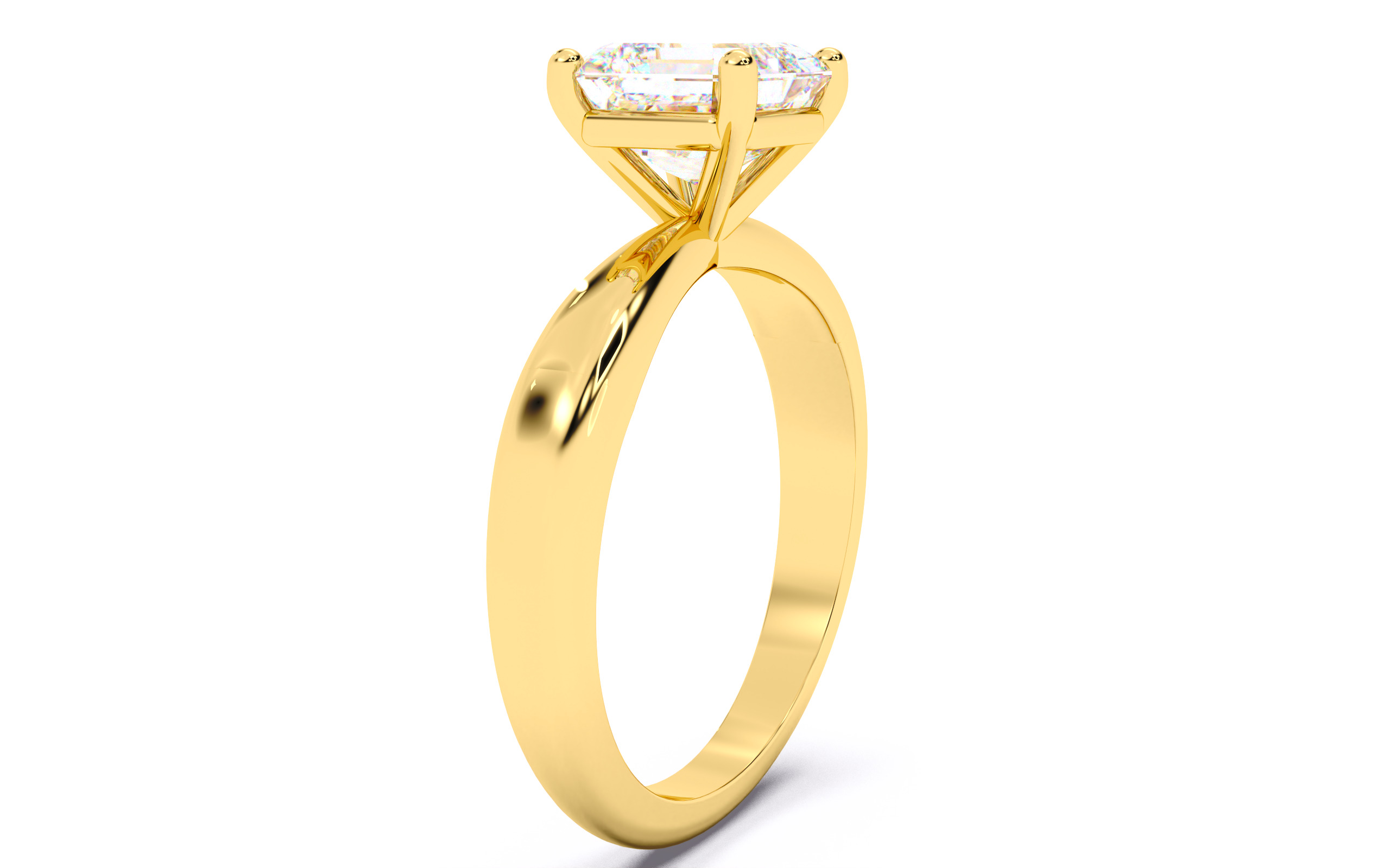 Asscher Diamond Solitaire Ring 3D print model 3D print model_17