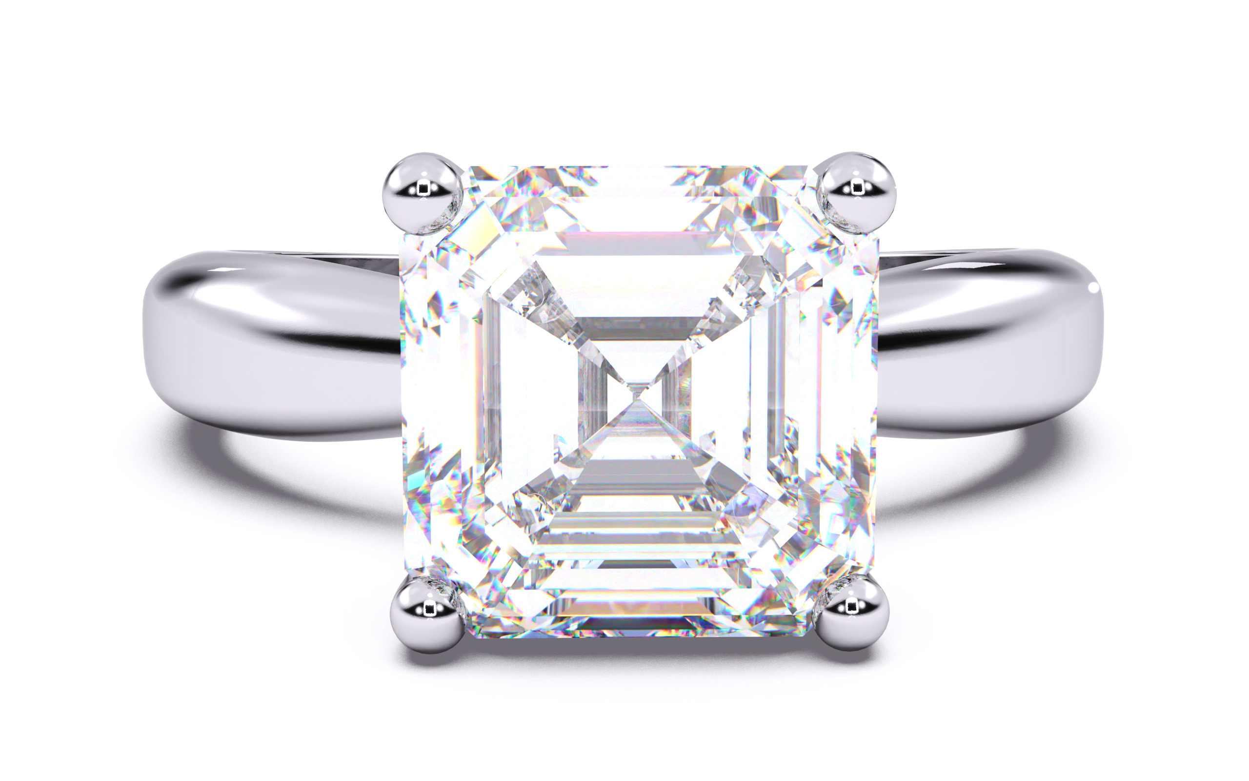 Asscher Diamond Solitaire Ring 3D print model 3D print model_19