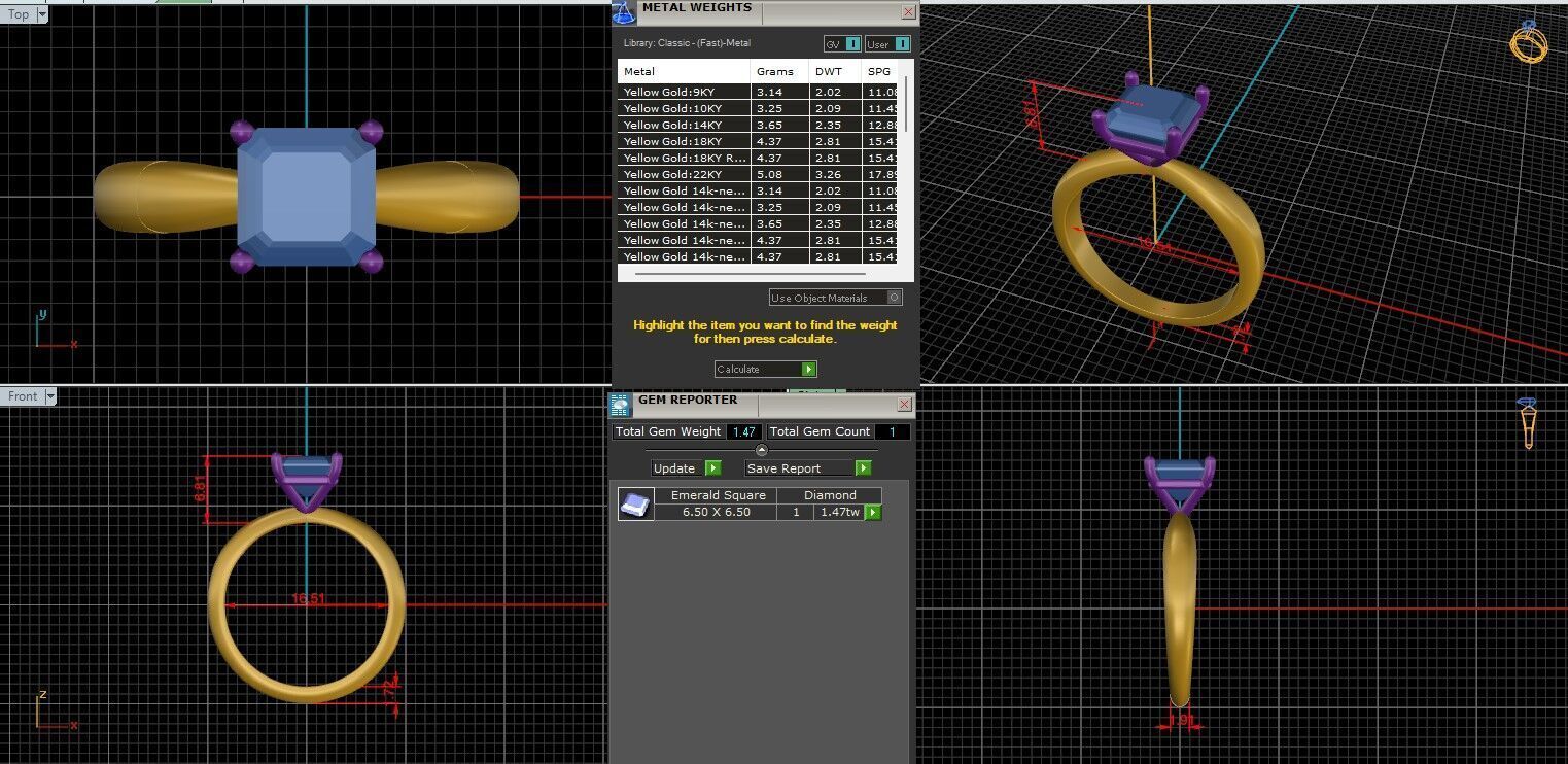 Asscher Diamond Solitaire Ring 3D print model 3D print model_1
