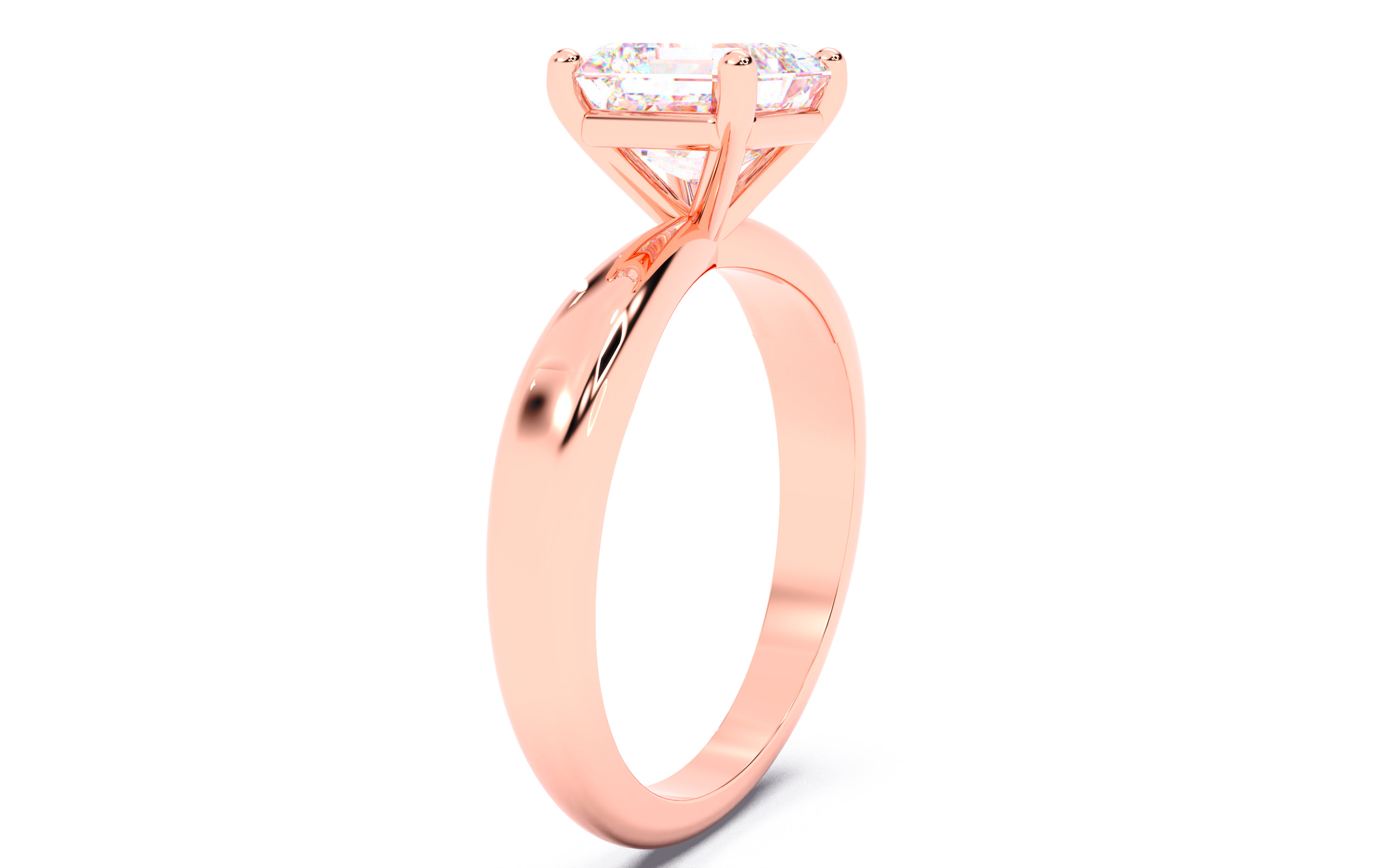 Asscher Diamond Solitaire Ring 3D print model 3D print model_14