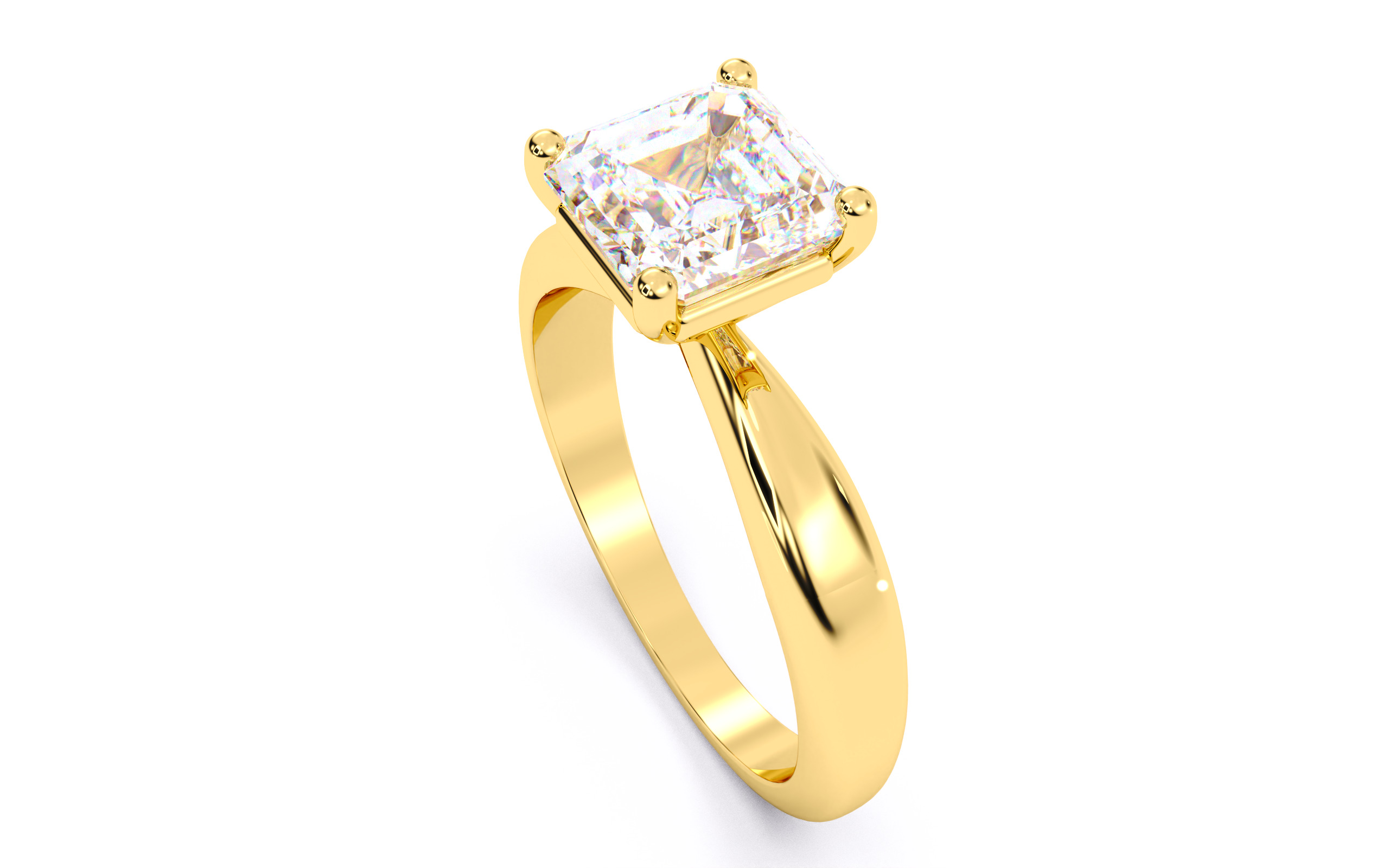 Asscher Diamond Solitaire Ring 3D print model 3D print model_6
