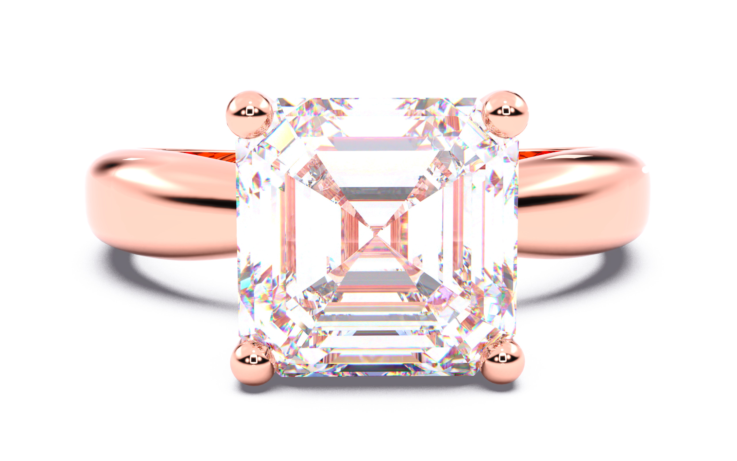 Asscher Diamond Solitaire Ring 3D print model 3D print model_21