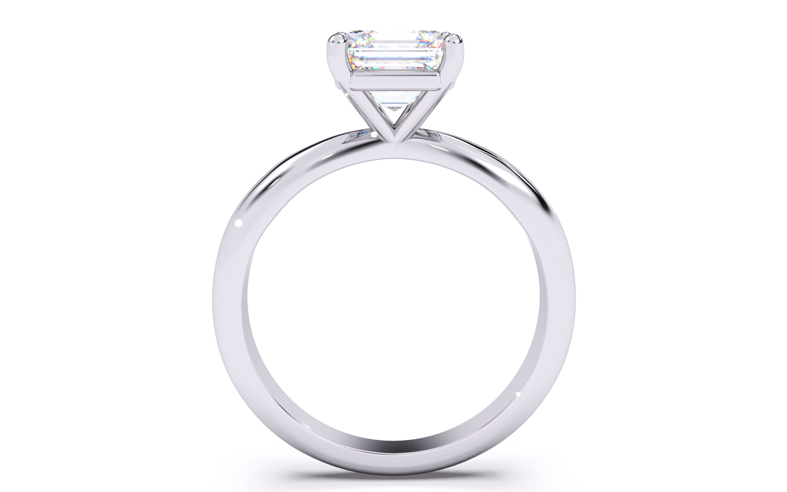 Asscher Diamond Solitaire Ring 3D print model 3D print model_24