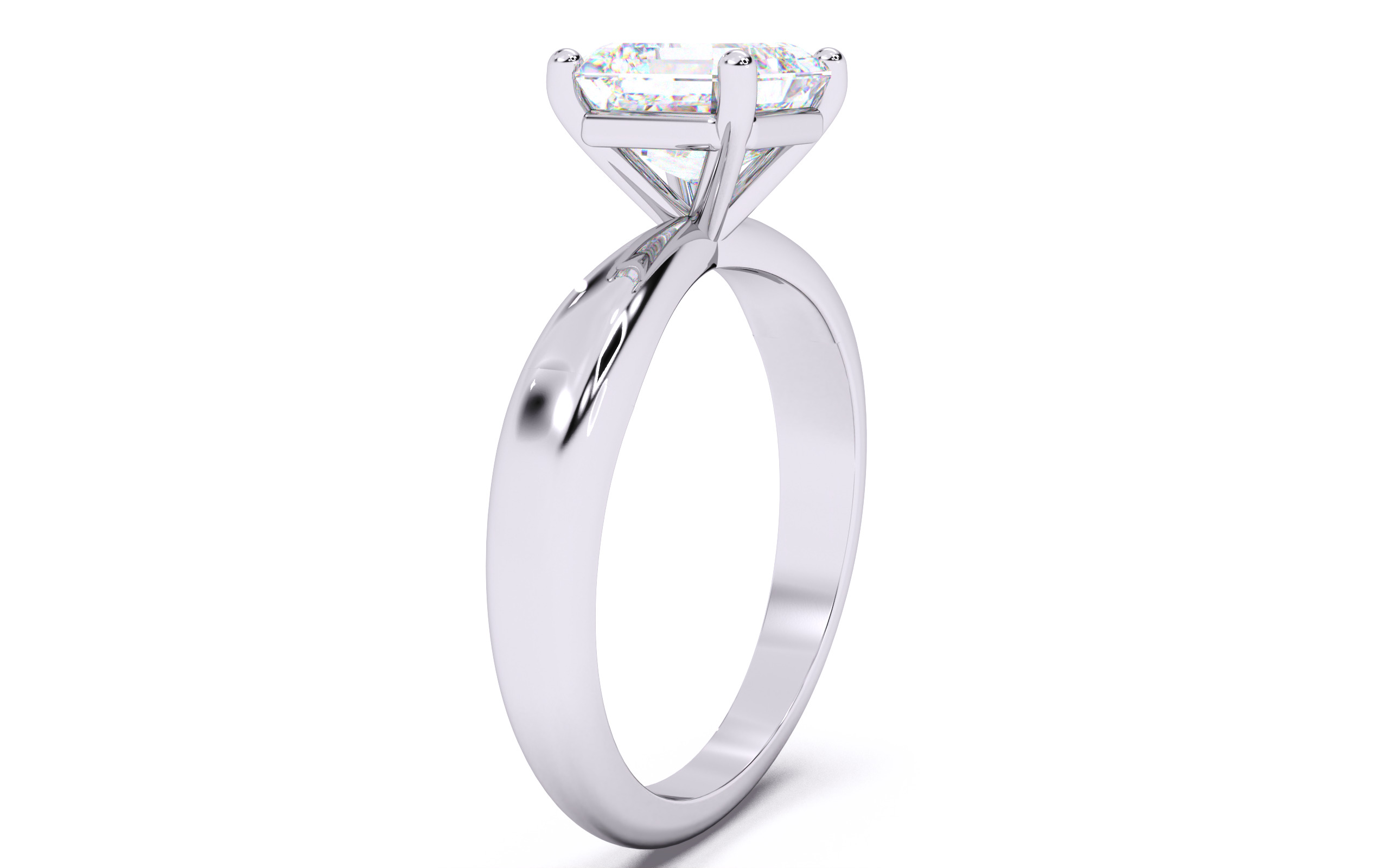 Asscher Diamond Solitaire Ring 3D print model 3D print model_15