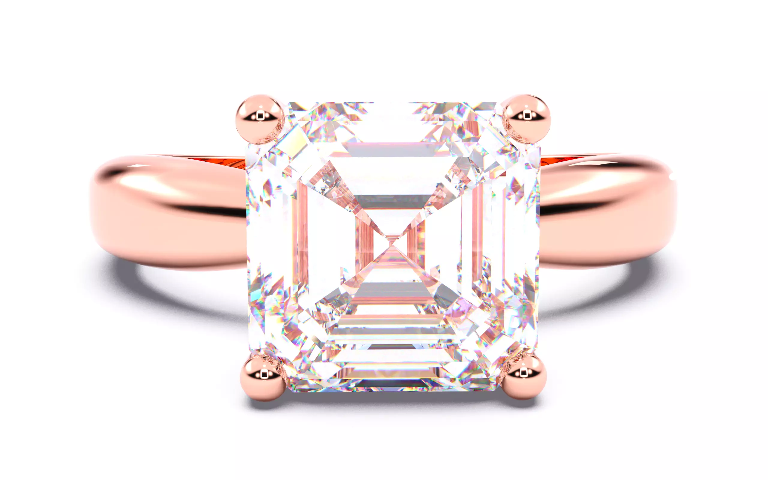 Asscher Diamond Solitaire Ring 3D print model 3D print model_0