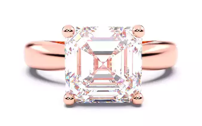Asscher Diamond Solitaire Ring 3D print model 3D print model