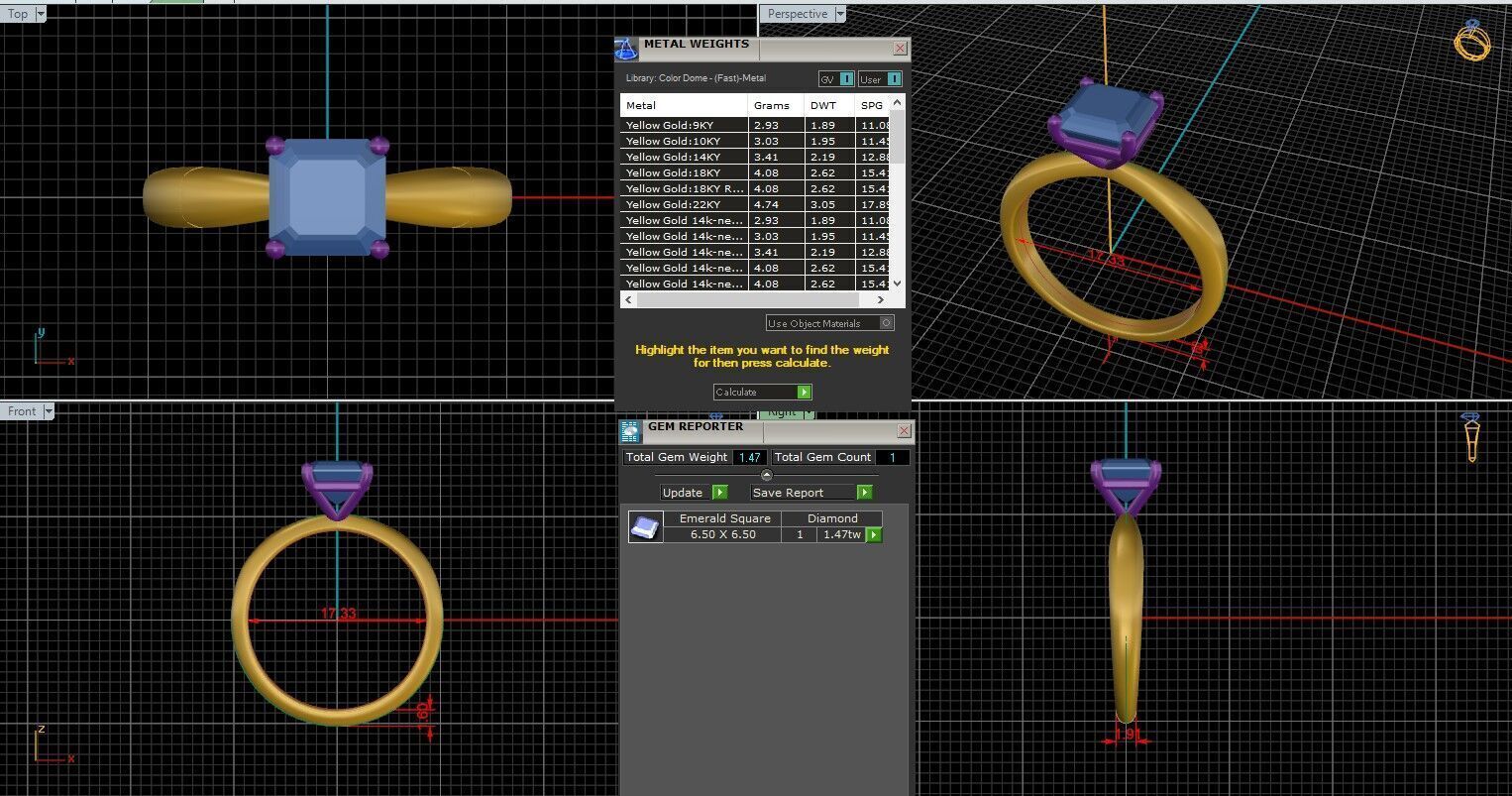 Asscher Diamond Solitaire Ring 3D print model 3D print model_25