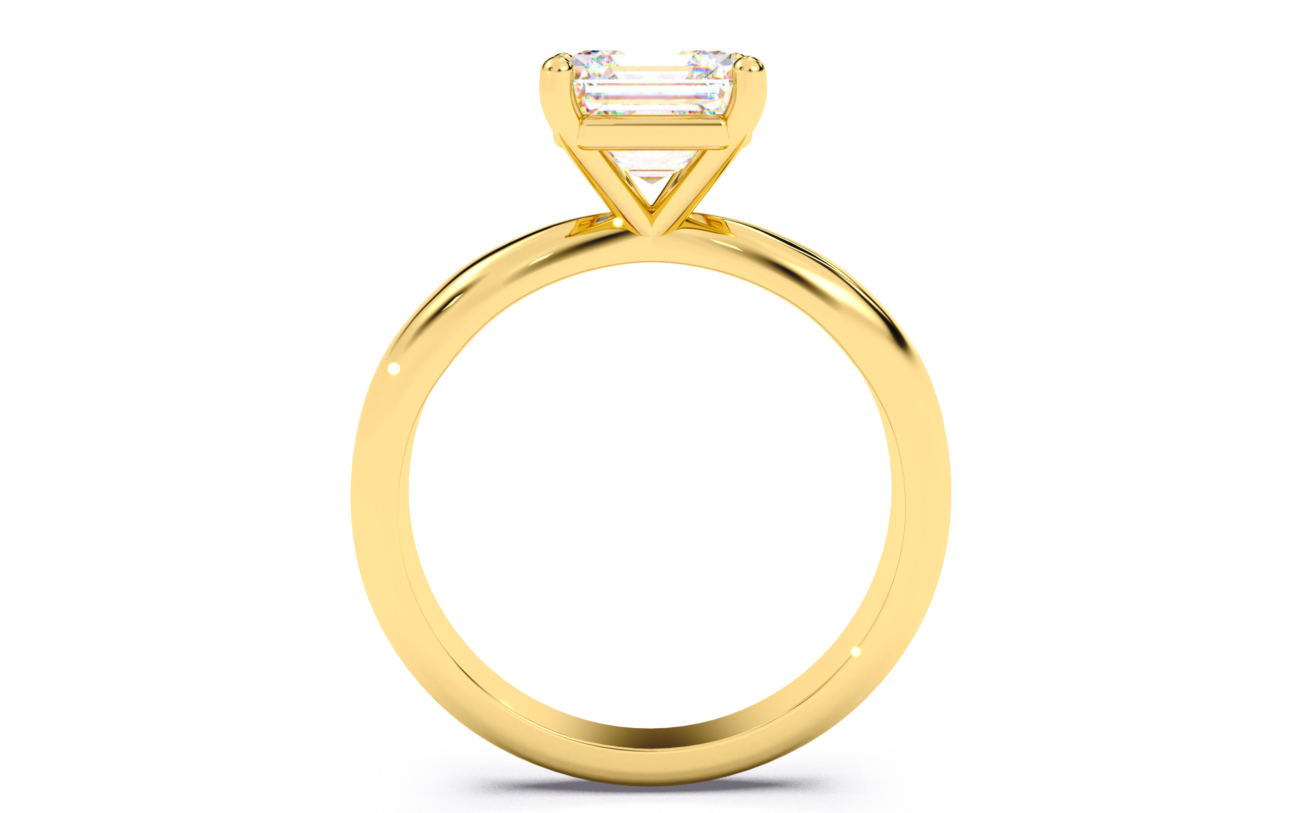 Asscher Diamond Solitaire Ring 3D print model 3D print model_5