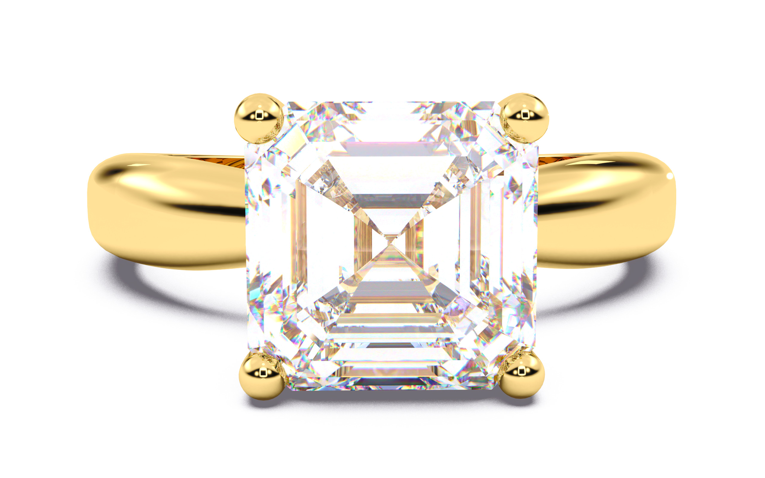 Asscher Diamond Solitaire Ring 3D print model 3D print model_13