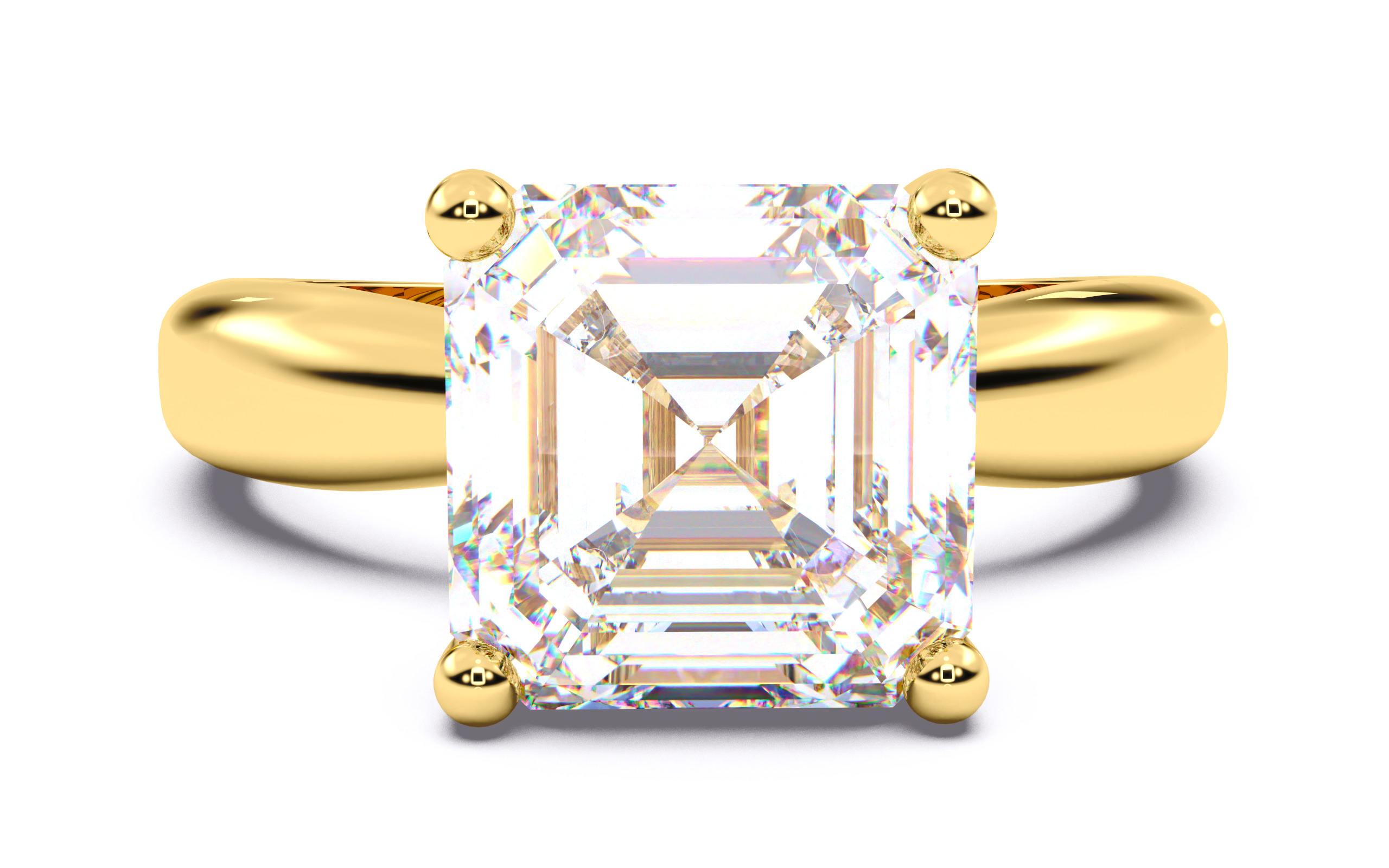 Asscher Diamond Solitaire Ring 3D print model 3D print model_2