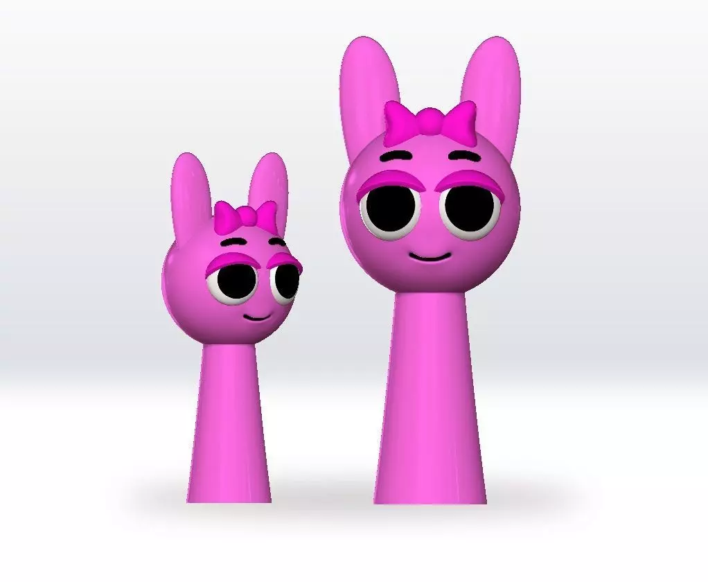 Pinki Sprunki STL 3mf Obj 3D Model Split file 3D print model_0