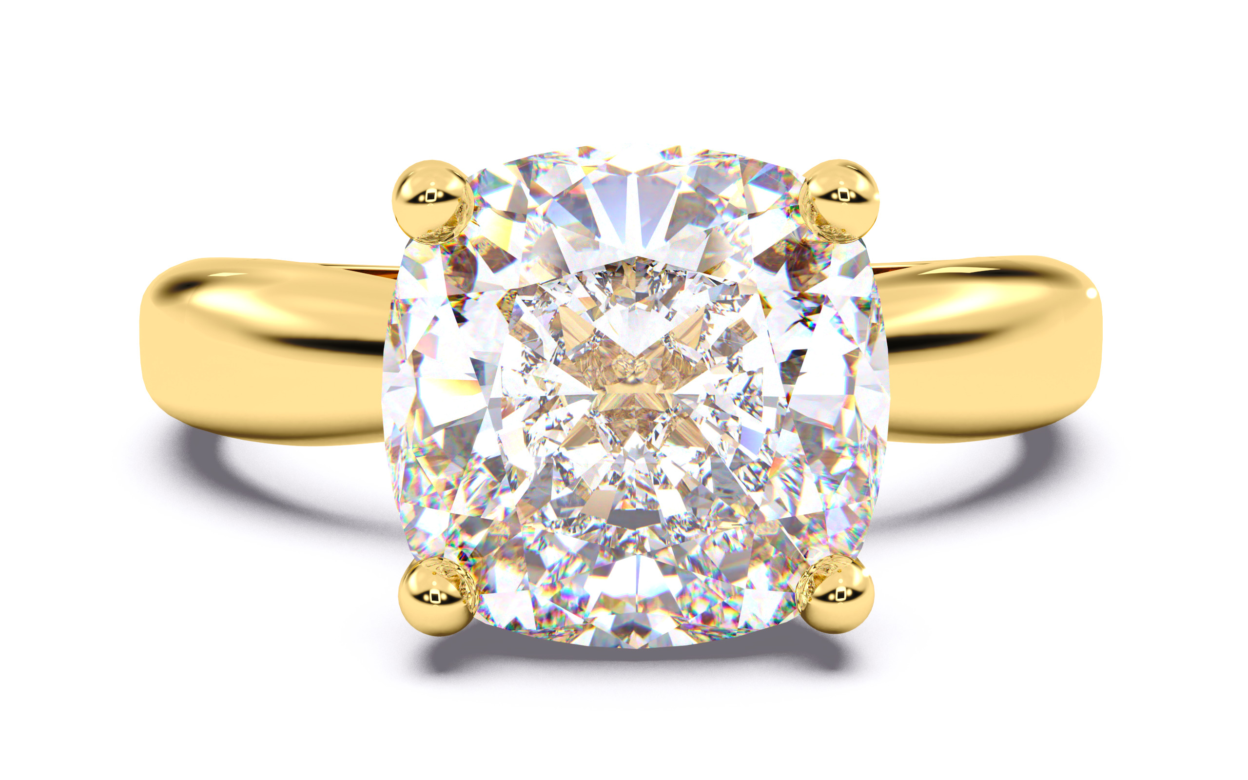 Cushion Diamond Solitaire Ring 3D print model 3D print model_2
