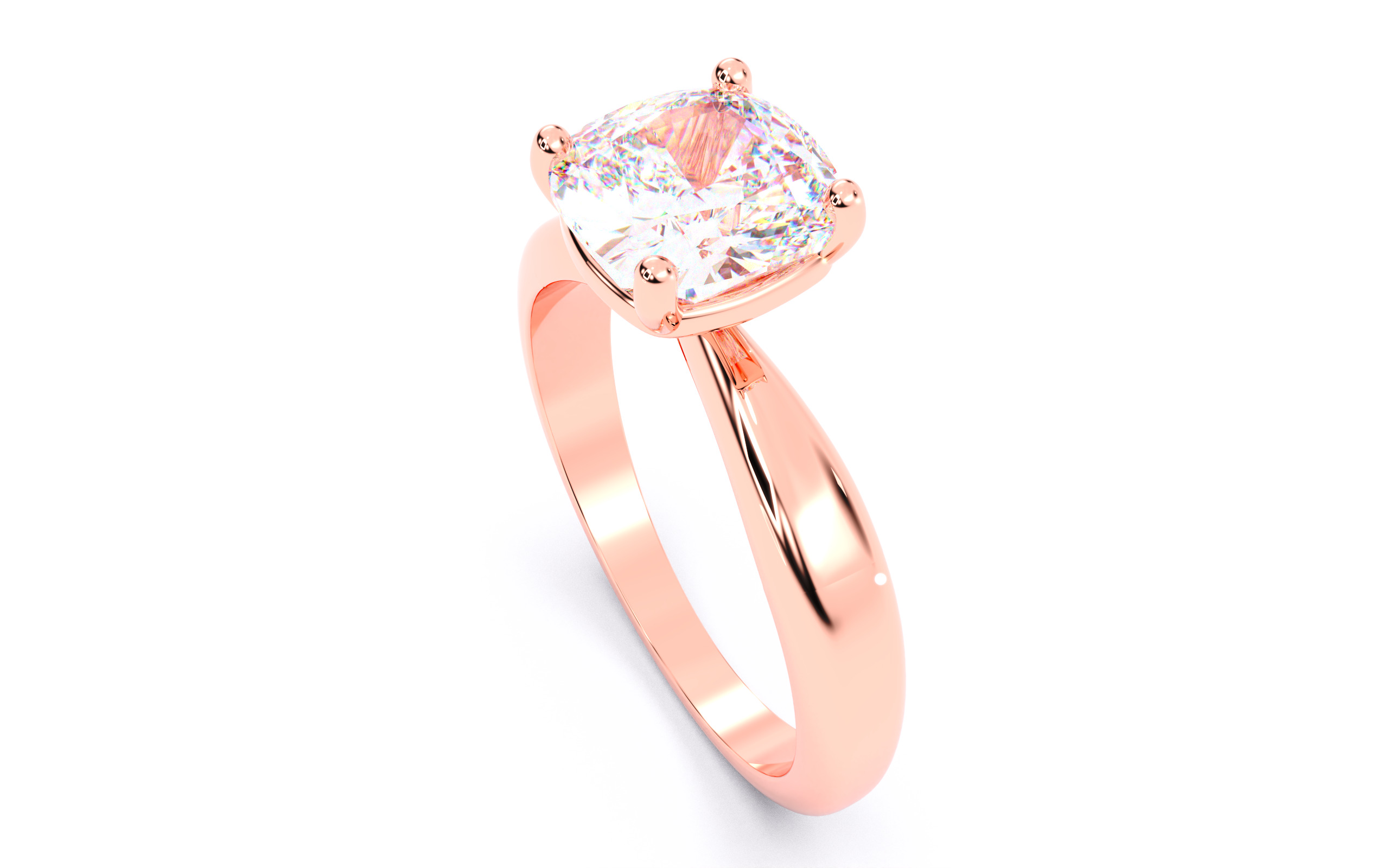 Cushion Diamond Solitaire Ring 3D print model 3D print model_10