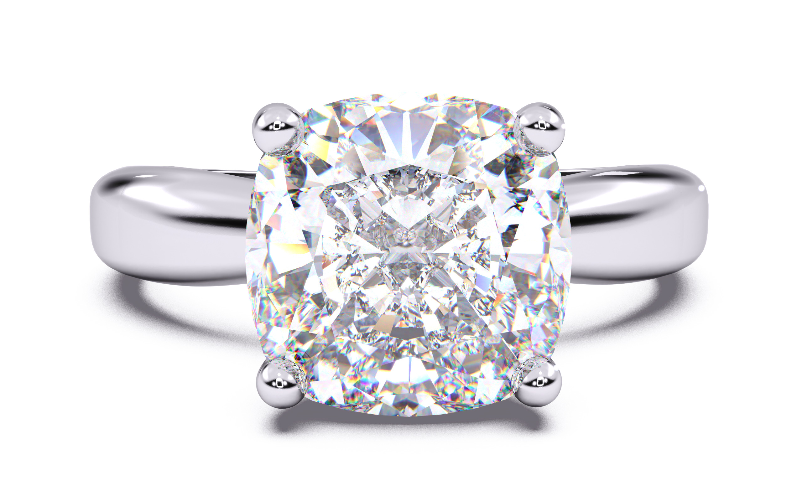 Cushion Diamond Solitaire Ring 3D print model 3D print model_20