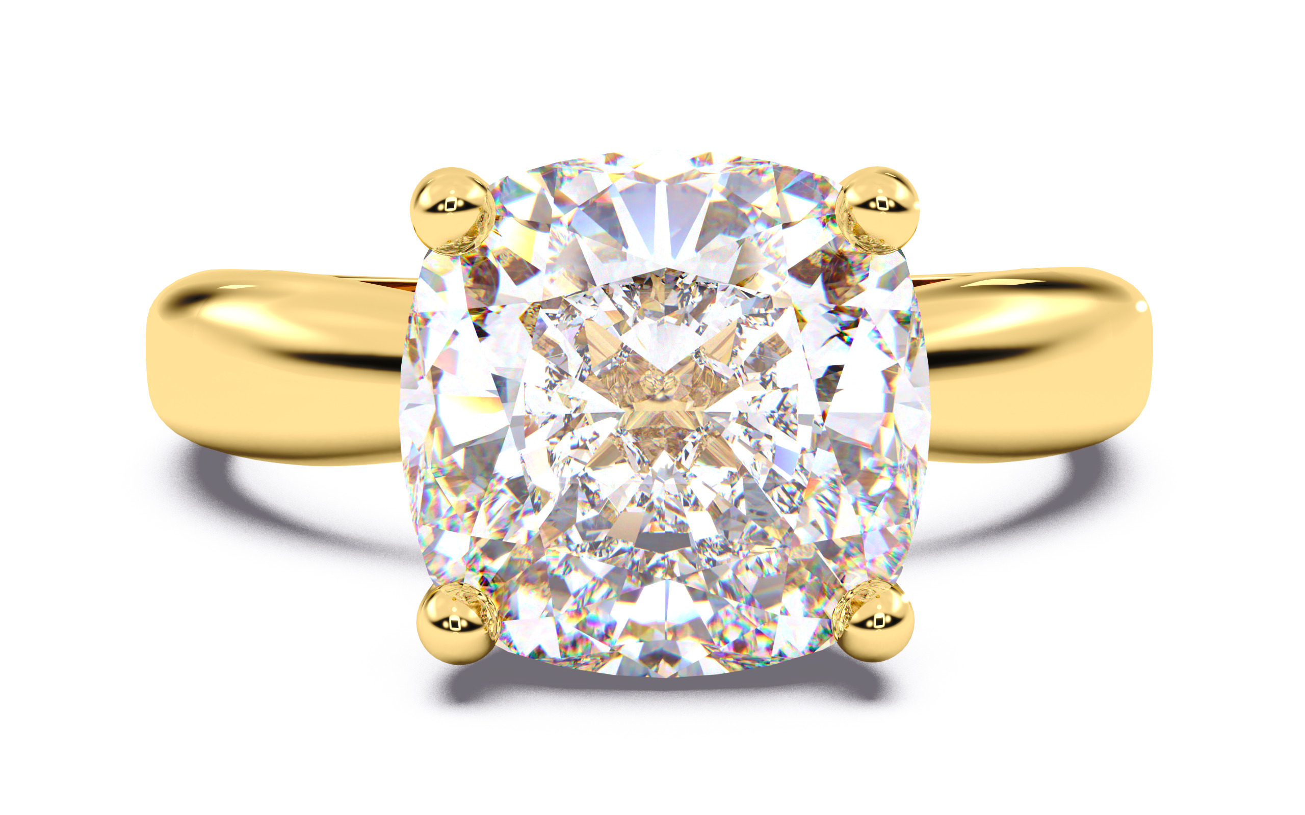 Cushion Diamond Solitaire Ring 3D print model 3D print model_13