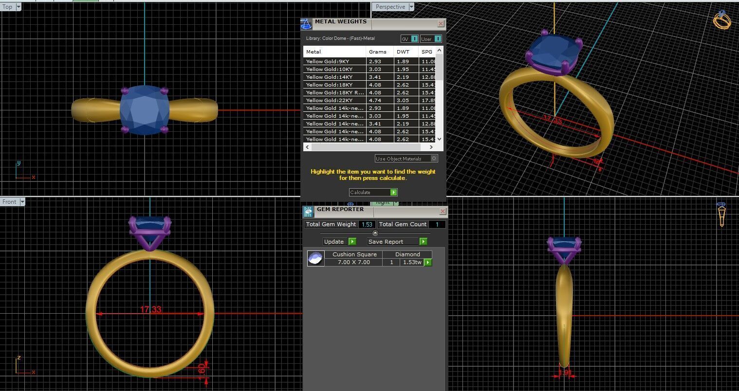 Cushion Diamond Solitaire Ring 3D print model 3D print model_25