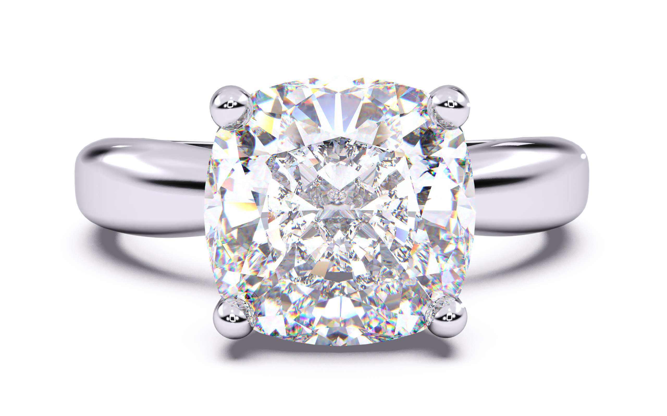 Cushion Diamond Solitaire Ring 3D print model 3D print model_19