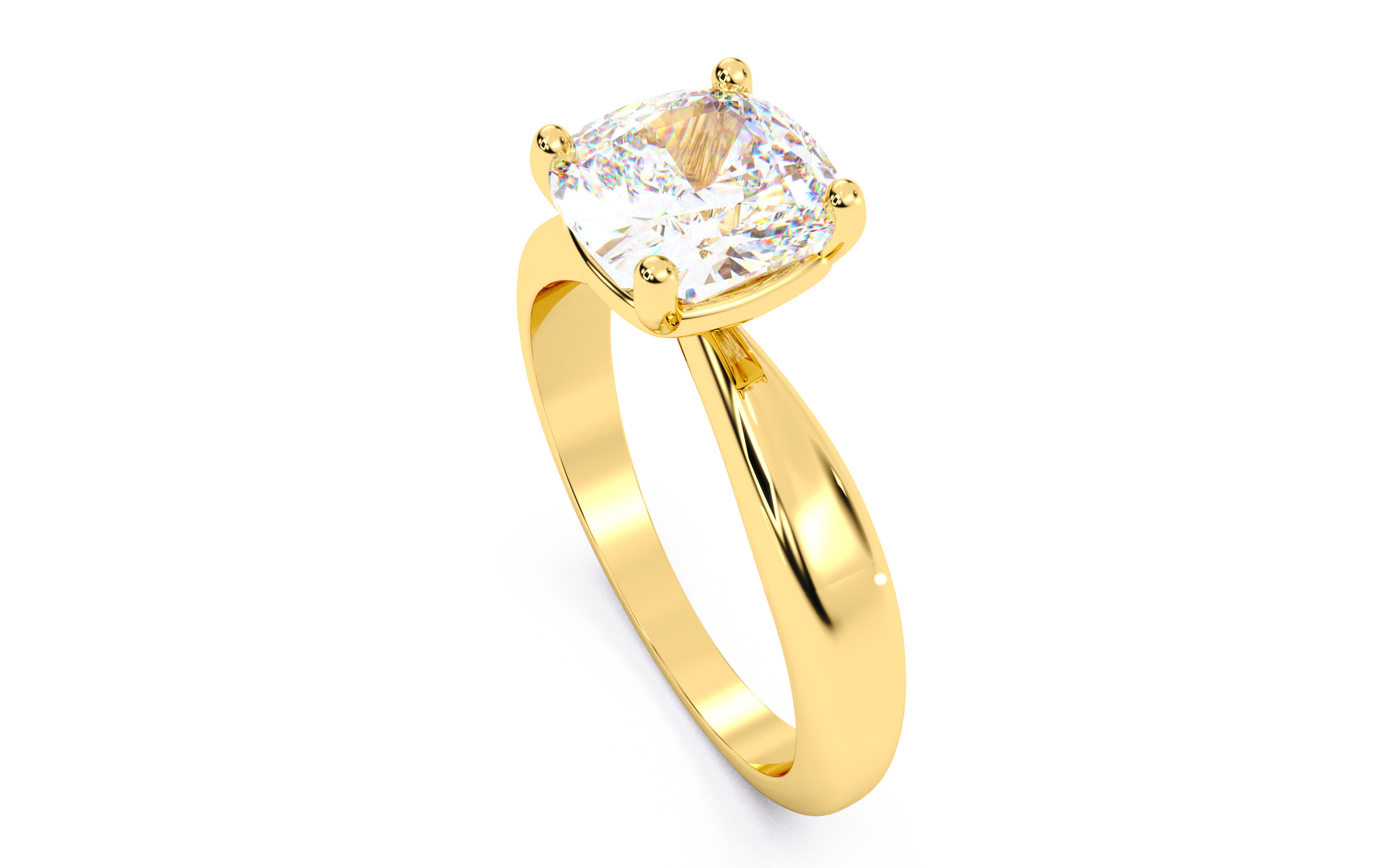 Cushion Diamond Solitaire Ring 3D print model 3D print model_7