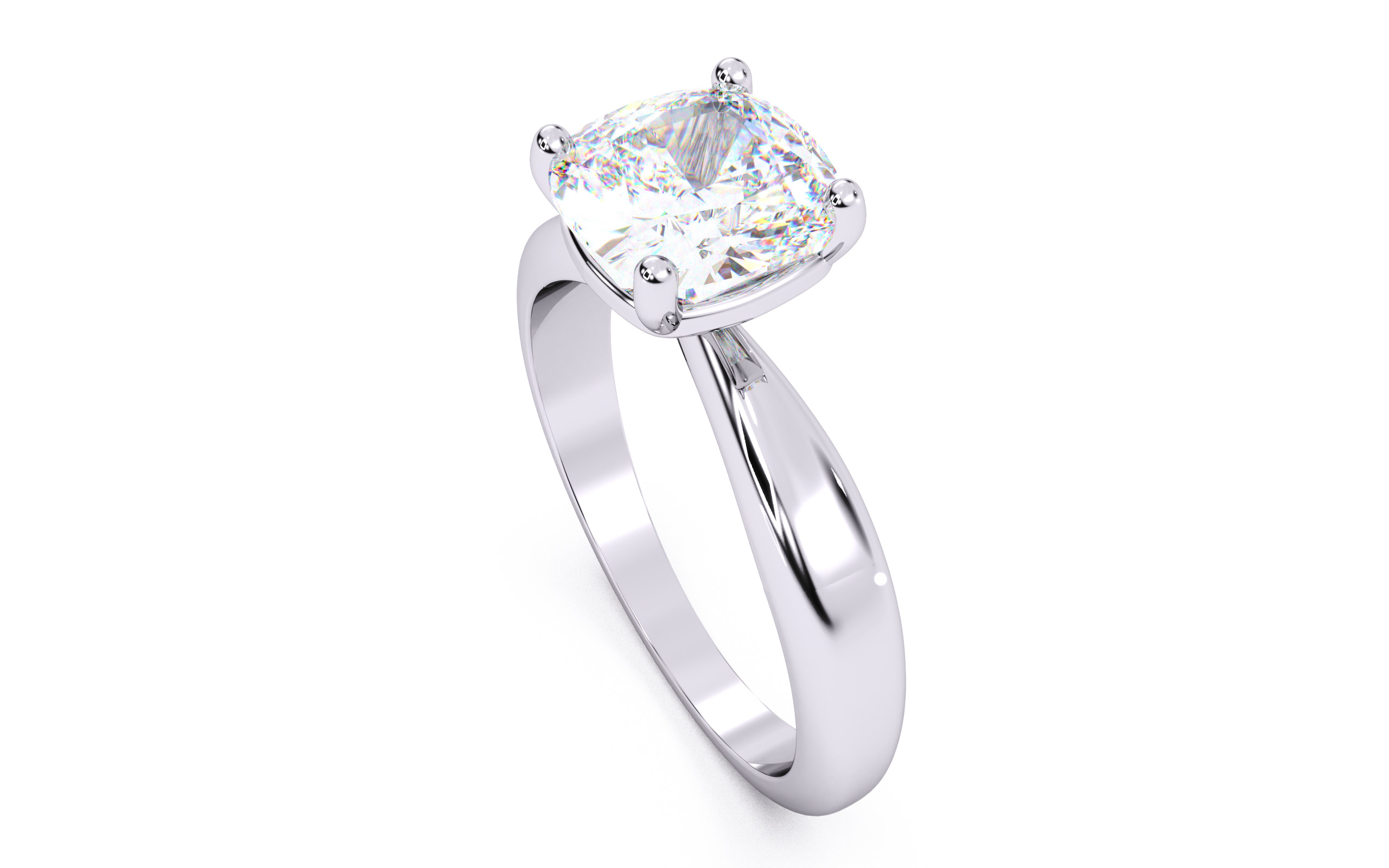 Cushion Diamond Solitaire Ring 3D print model 3D print model_9