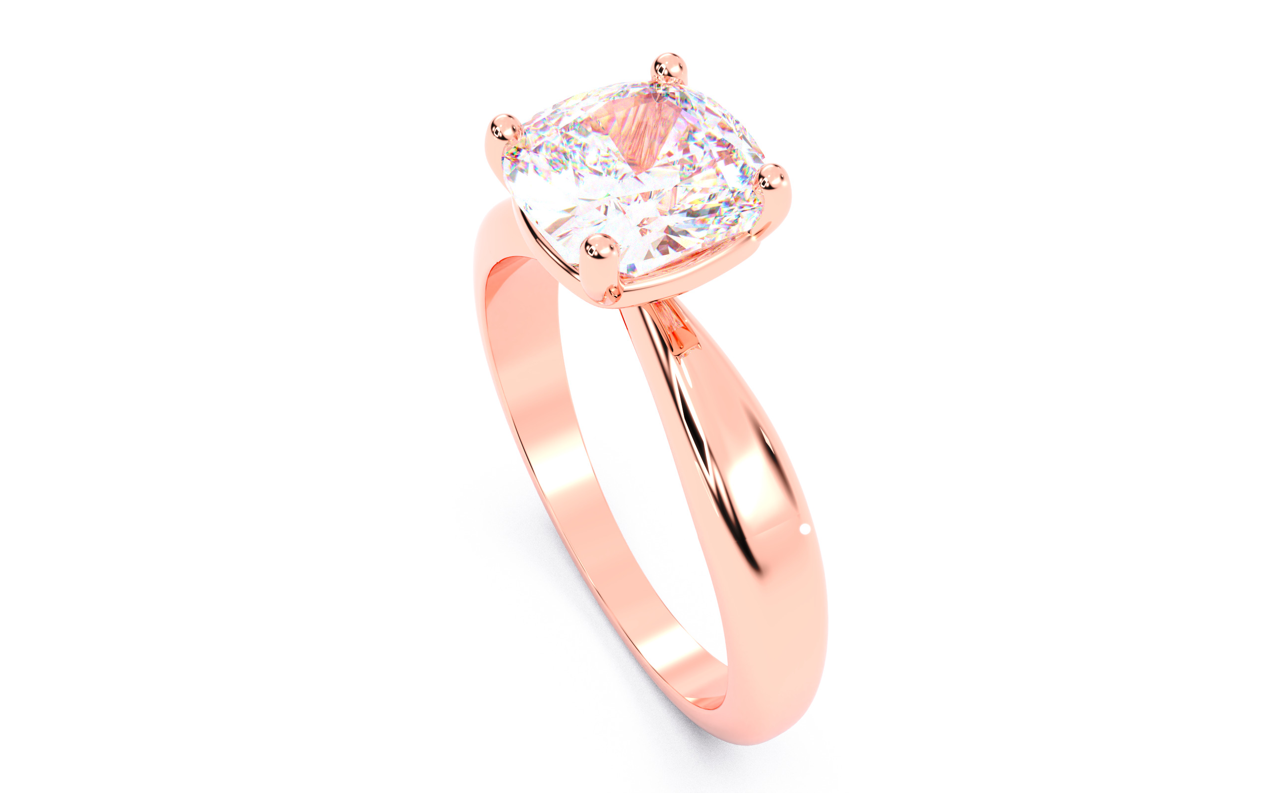 Cushion Diamond Solitaire Ring 3D print model 3D print model_11