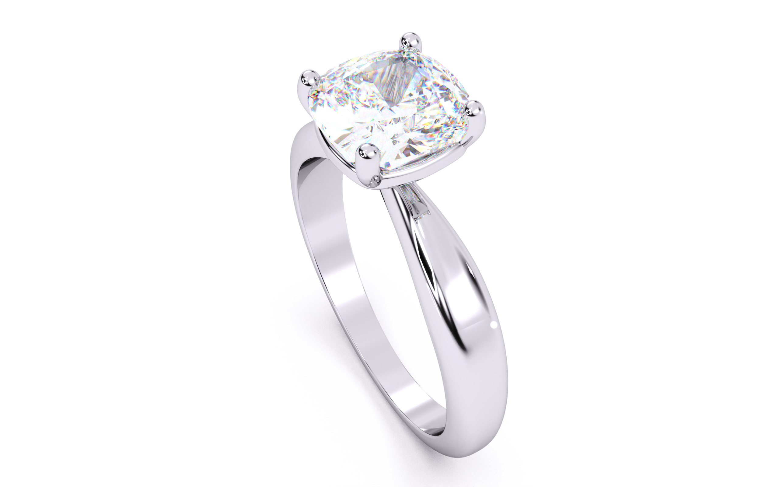Cushion Diamond Solitaire Ring 3D print model 3D print model_8